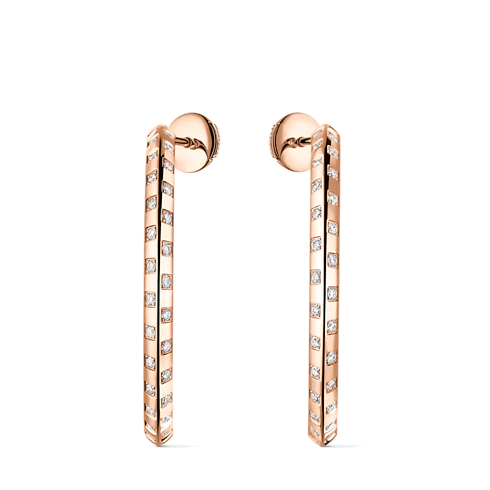 Categories Earrings Le Damier de Louis Vuitton Large Hoops, Rose Gold and Diamonds | Louis Vuitton ® (Product zoom)