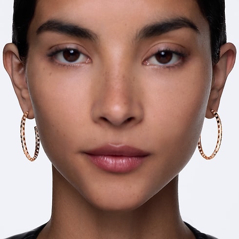 Categories Earrings Le Damier de Louis Vuitton Large Hoops, Rose Gold and Diamonds | Louis Vuitton ® (Product zoom)