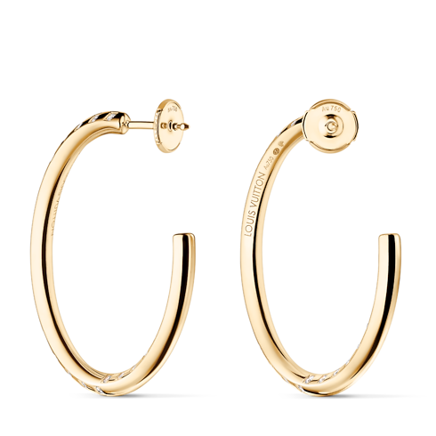 Categories Earrings Le Damier de Louis Vuitton Large Hoops, Yellow Gold and Diamonds | Louis Vuitton ® (Product zoom)