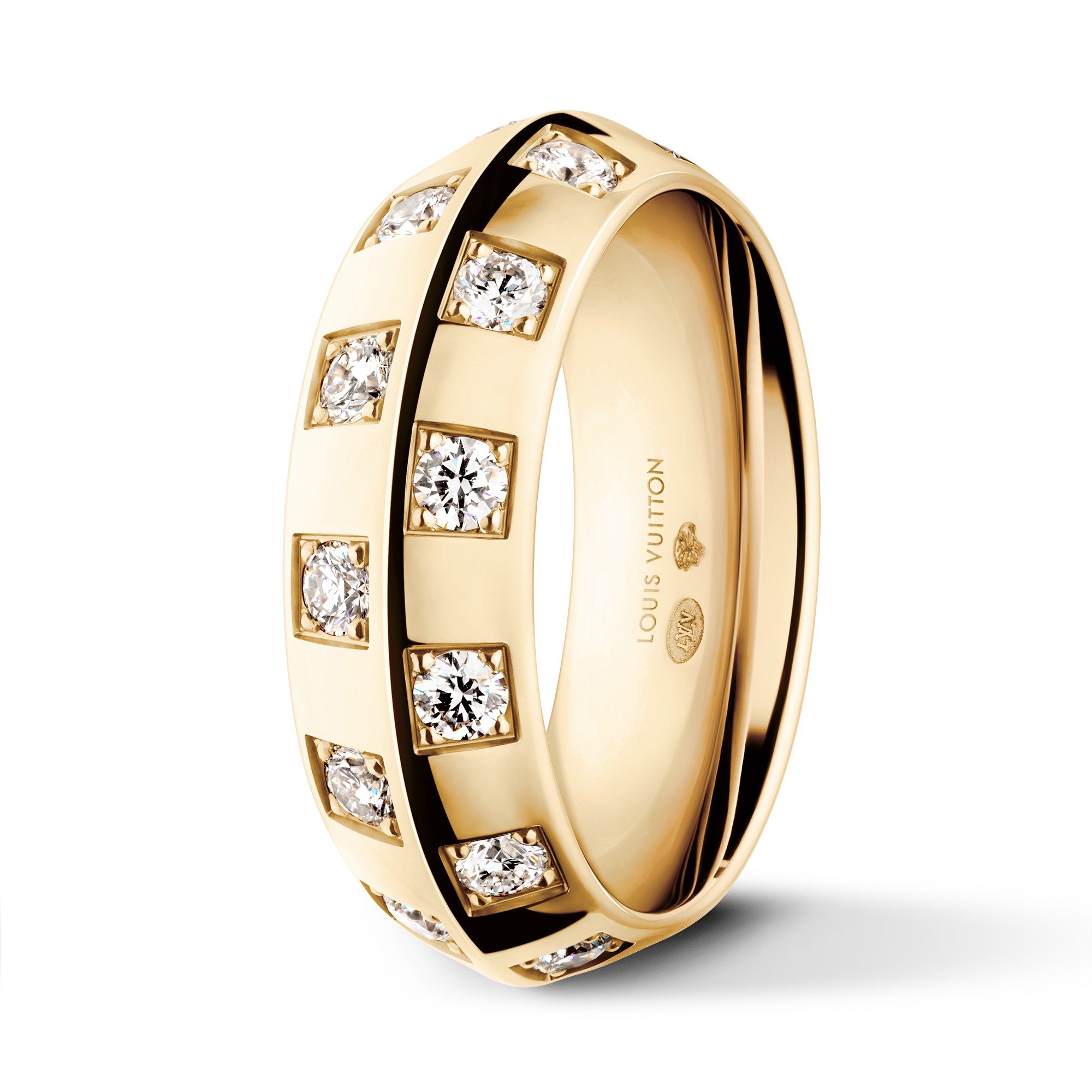  Categories Rings Le Damier de Louis Vuitton Large Ring, Yellow Gold and Diamonds | Louis Vuitton ® (Product zoom)