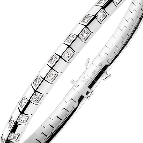 Categories Bracelets Le Damier de Louis Vuitton Medium Bracelet, White Gold and Diamonds | Louis Vuitton ® (Product zoom)