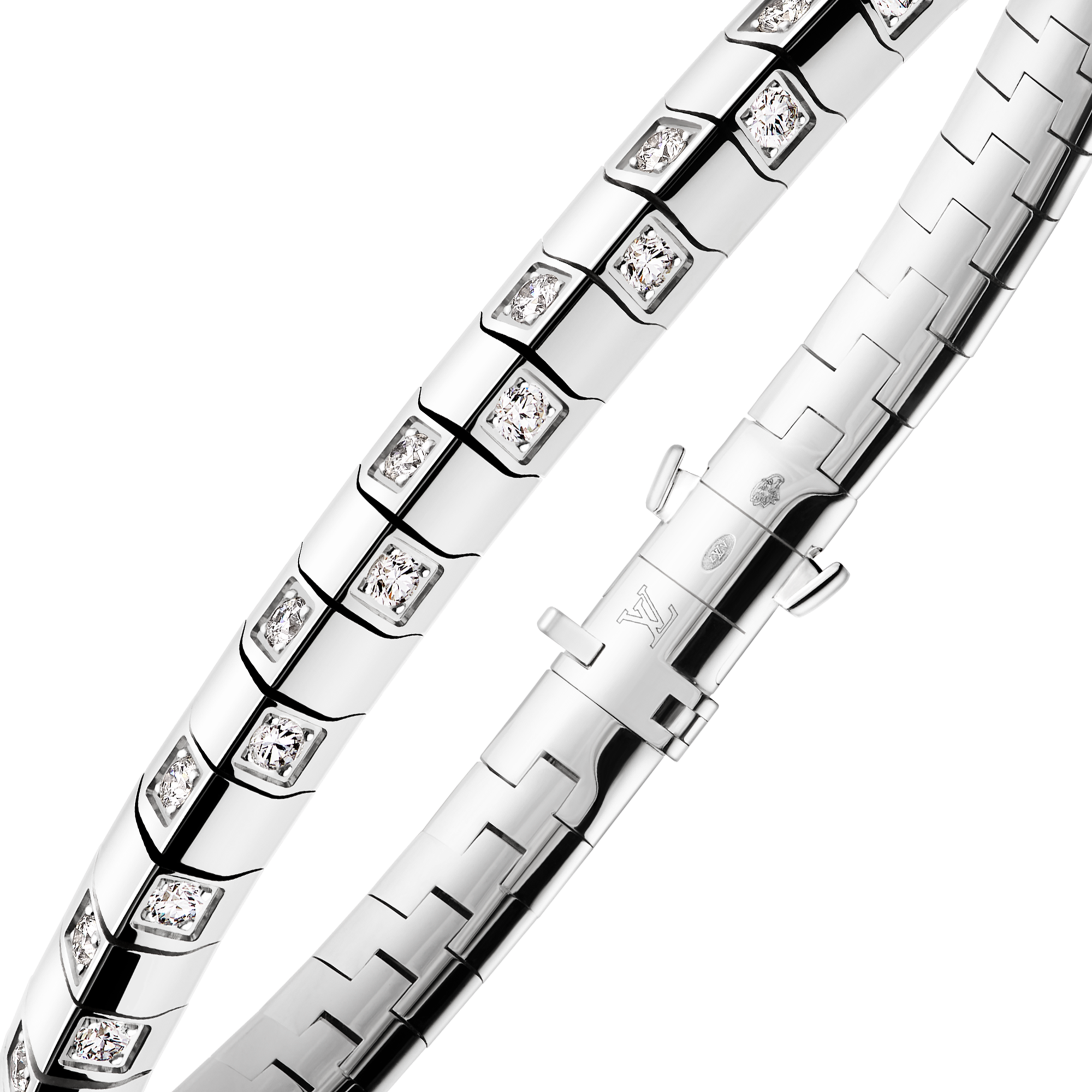  Categories Bracelets Le Damier de Louis Vuitton Medium Bracelet, White Gold and Diamonds | Louis Vuitton ® (Product zoom)