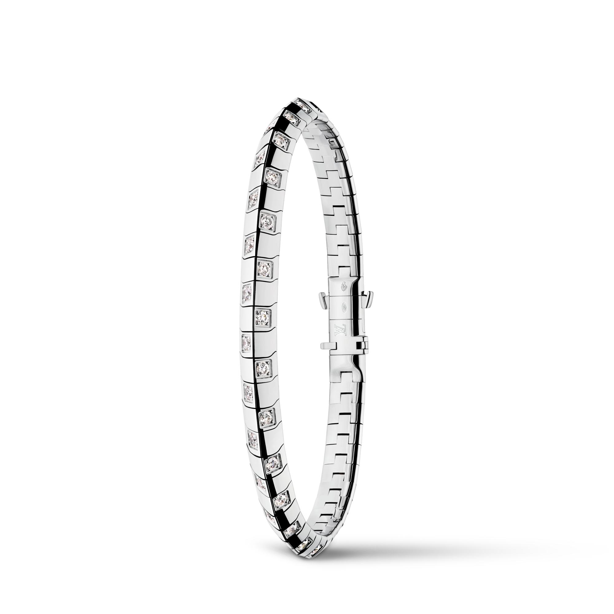  Categories Bracelets Le Damier de Louis Vuitton Medium Bracelet, White Gold and Diamonds | Louis Vuitton ® (Product zoom)