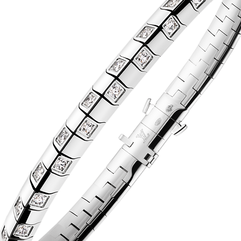 Categories Bracelets Le Damier de Louis Vuitton Medium Bracelet, White Gold and Diamonds | Louis Vuitton ® (Product zoom)