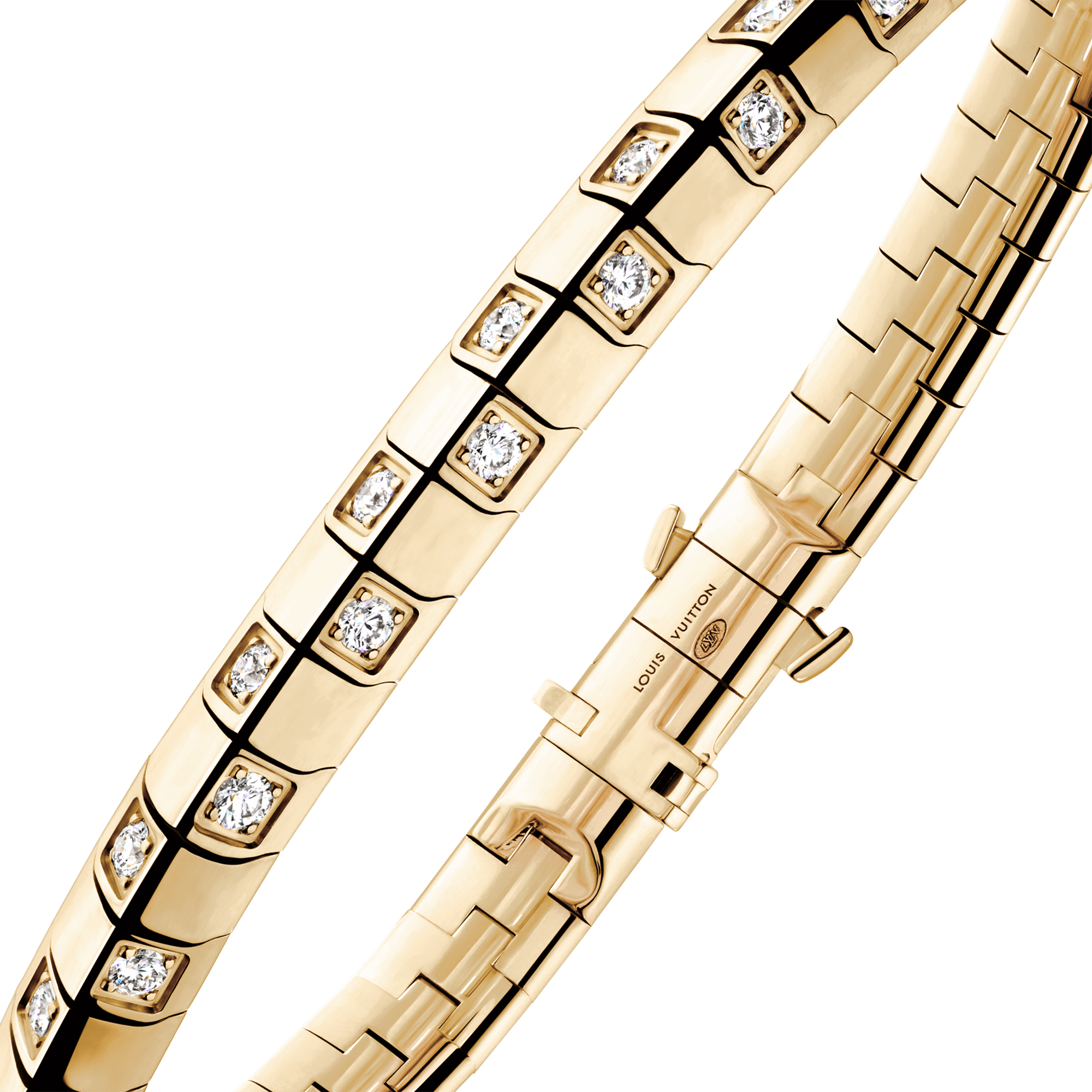  Categories Bracelets Le Damier de Louis Vuitton Medium Bracelet, Yellow Gold and Diamonds | Louis Vuitton ® (Product zoom)