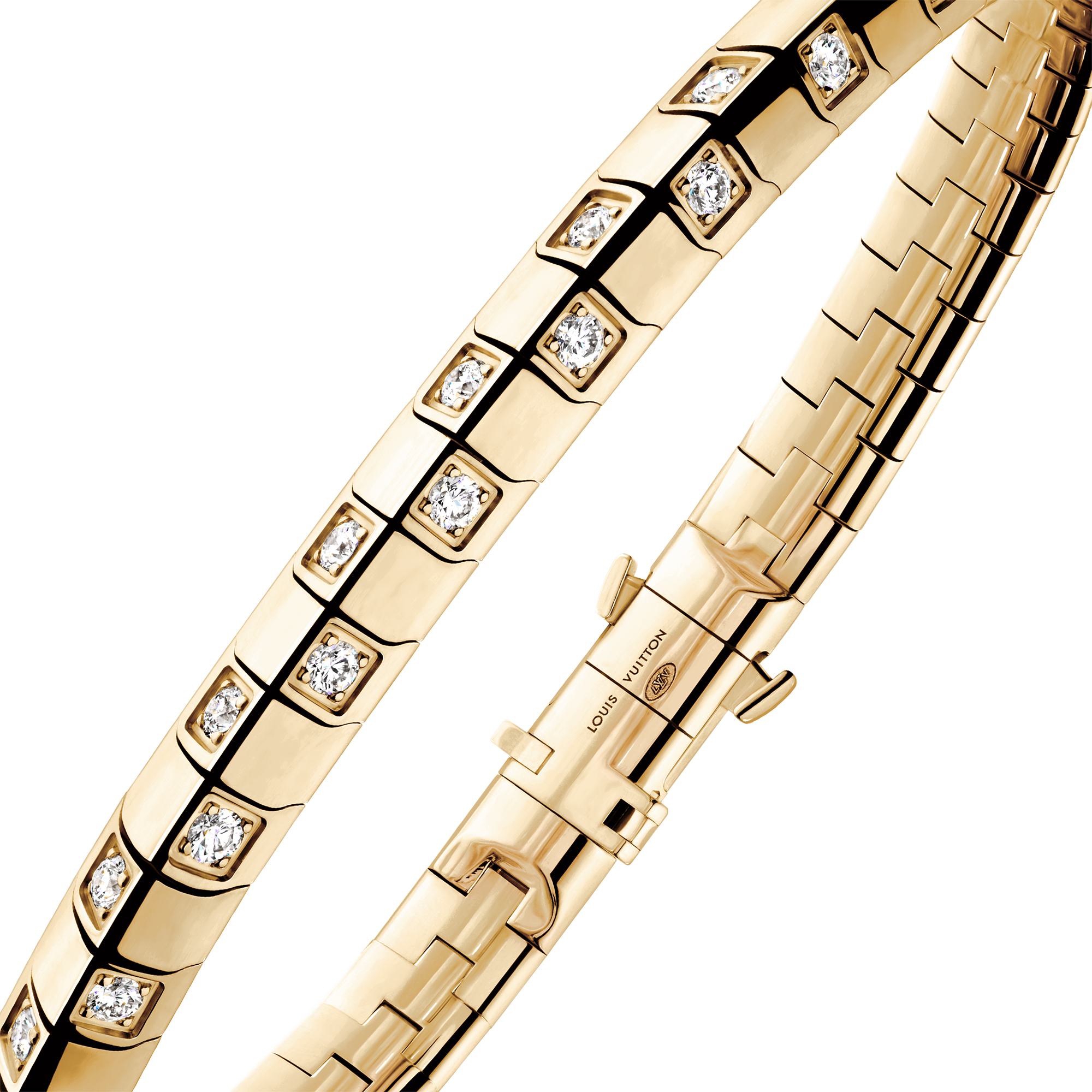  Categories Bracelets Le Damier de Louis Vuitton Medium Bracelet, Yellow Gold and Diamonds | Louis Vuitton ® (Product zoom)