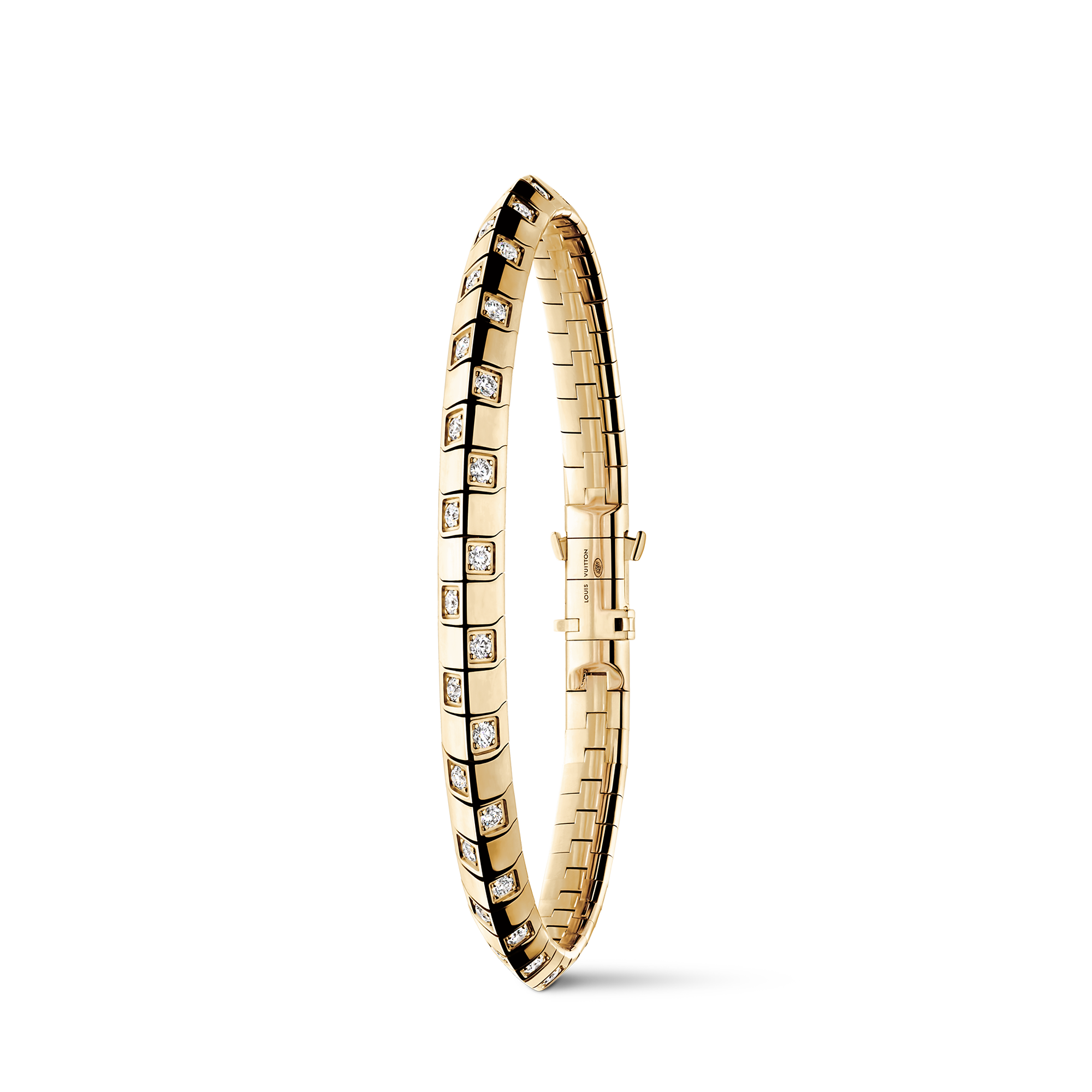 Le Damier de Louis Vuitton Medium Bracelet, Yellow Gold and Diamonds
