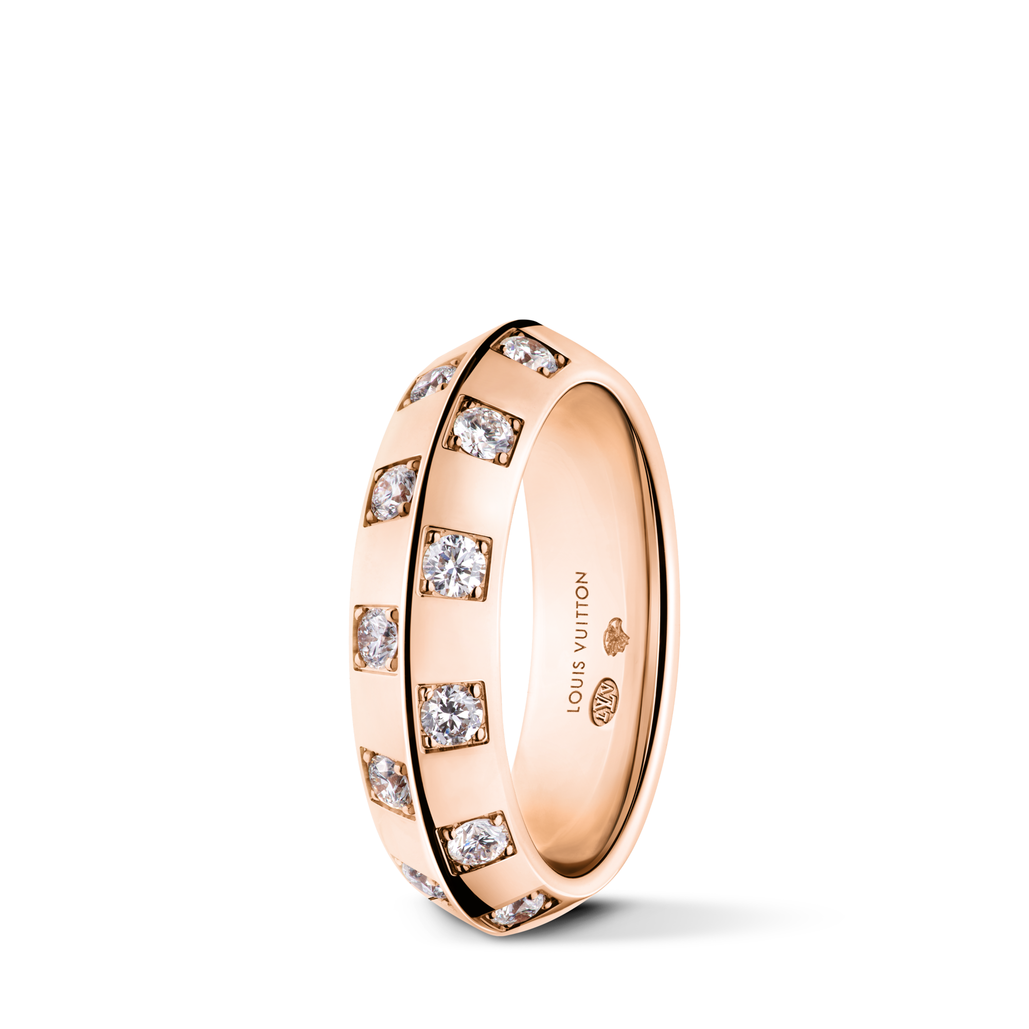  Categories Rings Le Damier de Louis Vuitton Medium Ring, Rose Gold and Diamonds | Louis Vuitton ® (Product zoom)