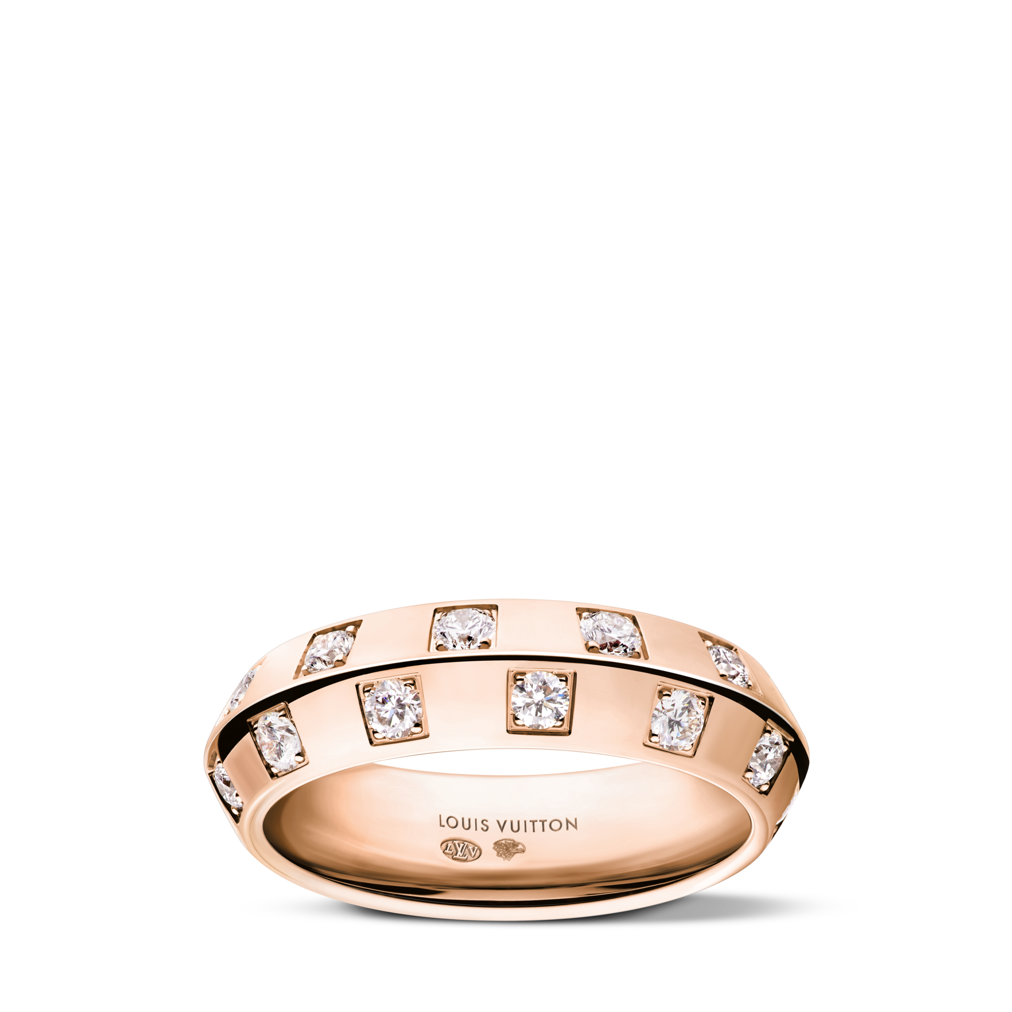  Categories Rings Le Damier de Louis Vuitton Medium Ring, Rose Gold and Diamonds | Louis Vuitton ® (Product zoom)