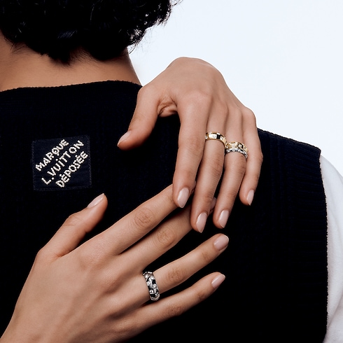 Categories Rings Le Damier de Louis Vuitton Medium Ring, White Gold and Diamonds | Louis Vuitton ® (Product zoom)