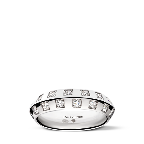 Categories Rings Le Damier de Louis Vuitton Medium Ring, White Gold and Diamonds | Louis Vuitton ® (Product zoom)