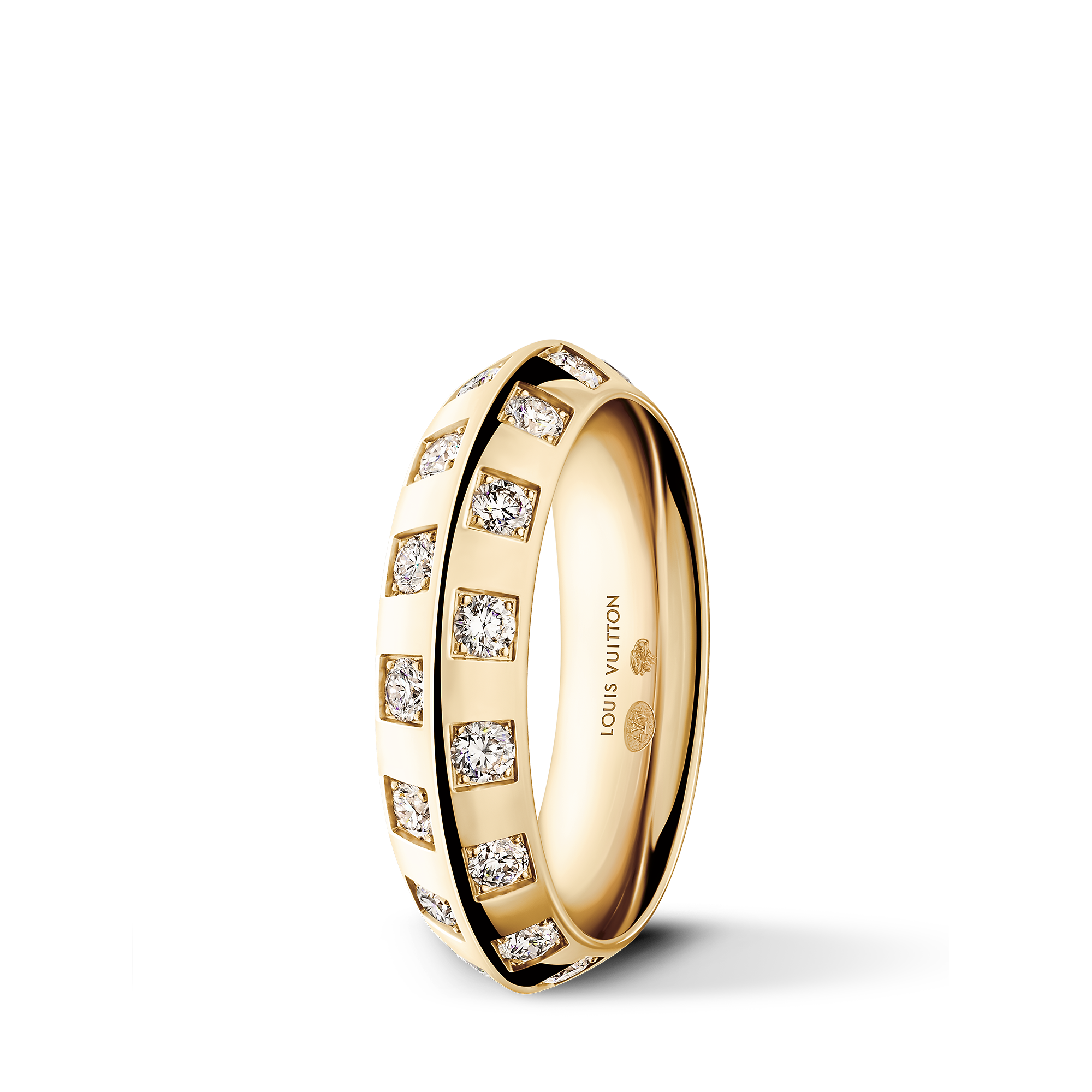 Le Damier de Louis Vuitton Medium Ring, Yellow Gold and Diamonds