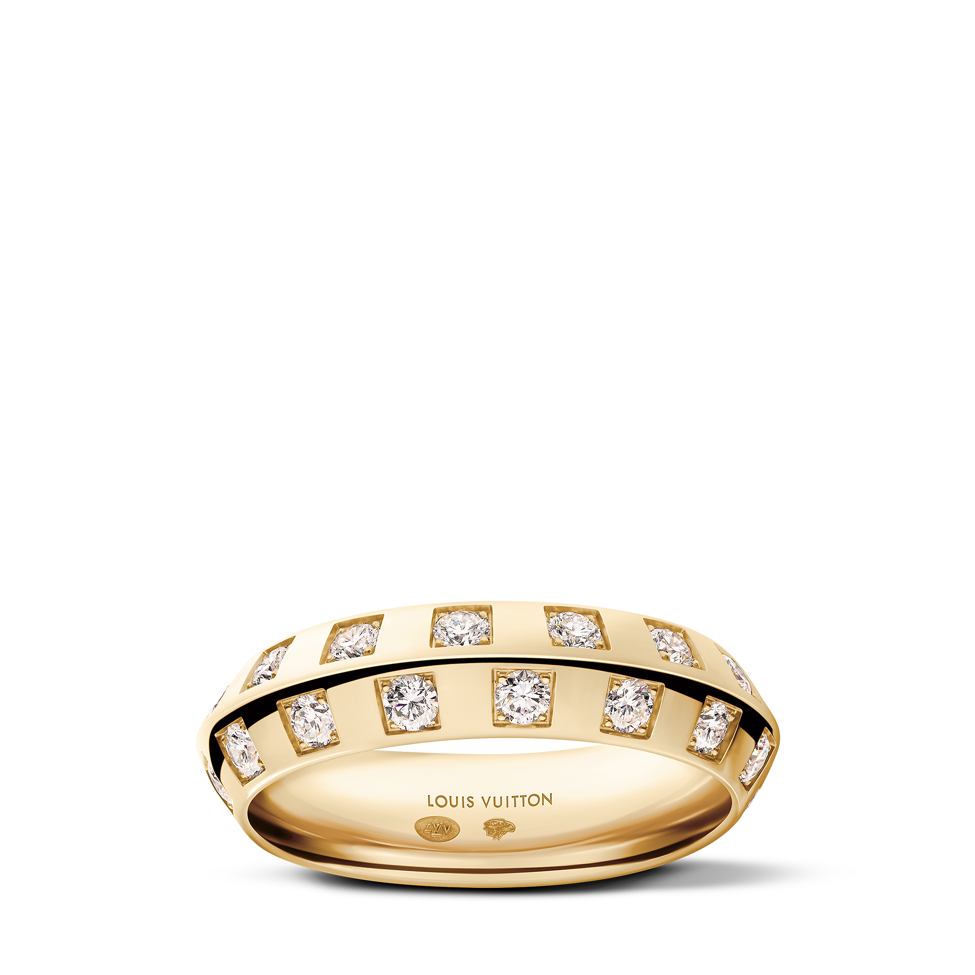 Le Damier de Louis Vuitton Medium Ring, Yellow Gold and Diamonds