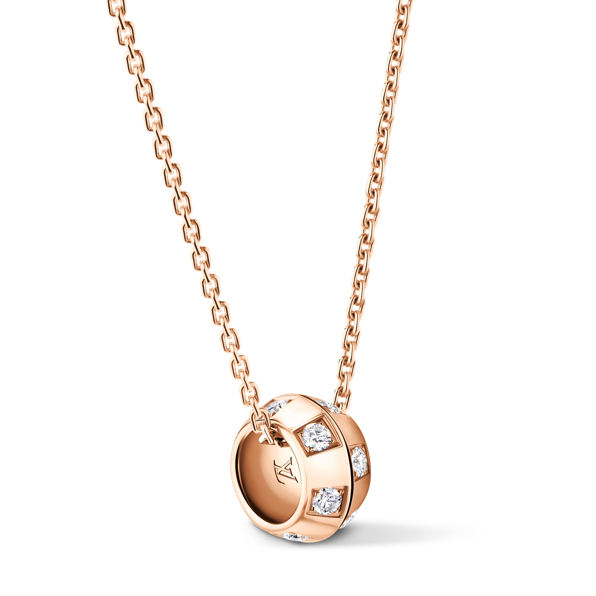 Le Damier de Louis Vuitton Pendant, Rose Gold and Diamonds