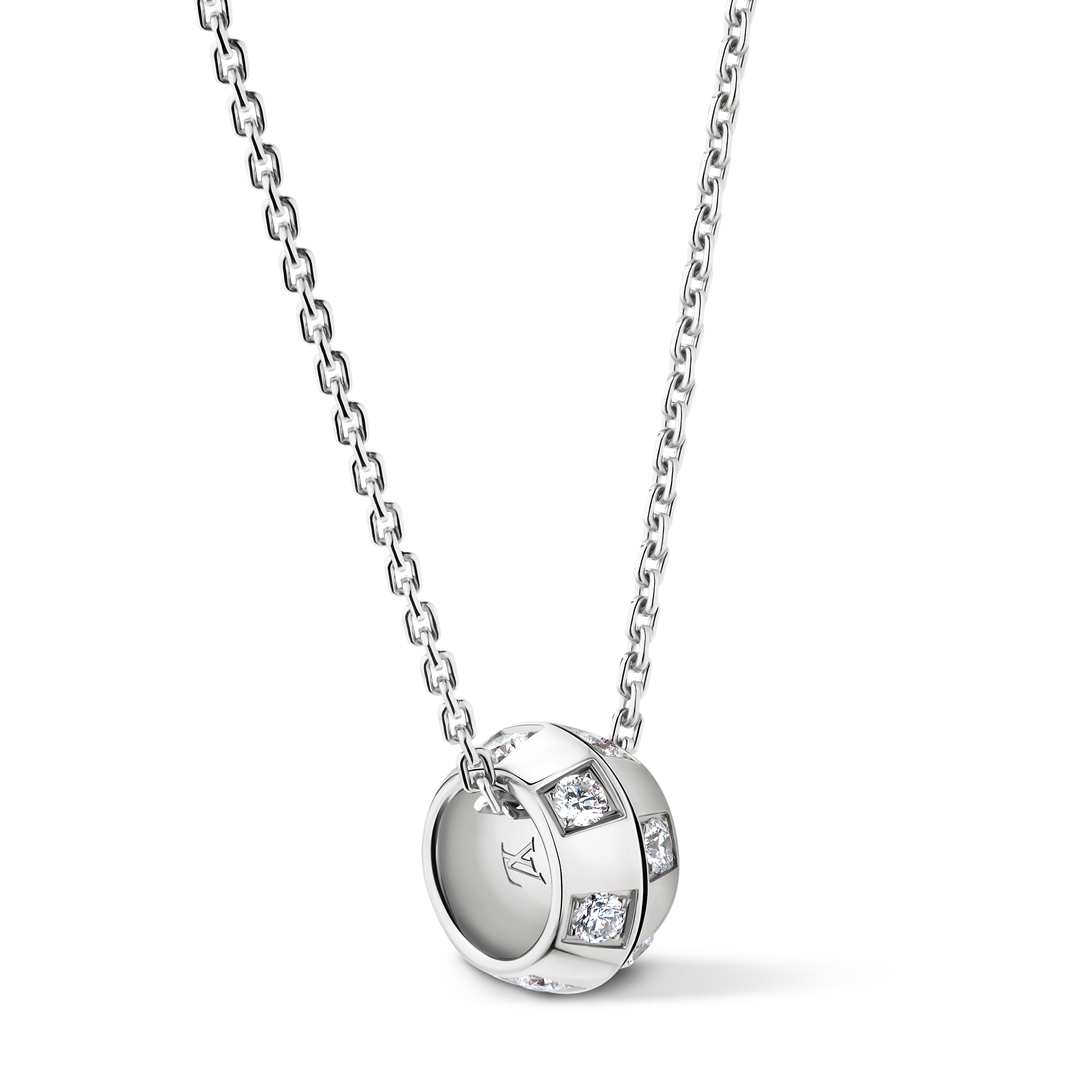 Le Damier de Louis Vuitton Pendant, White Gold and Diamonds