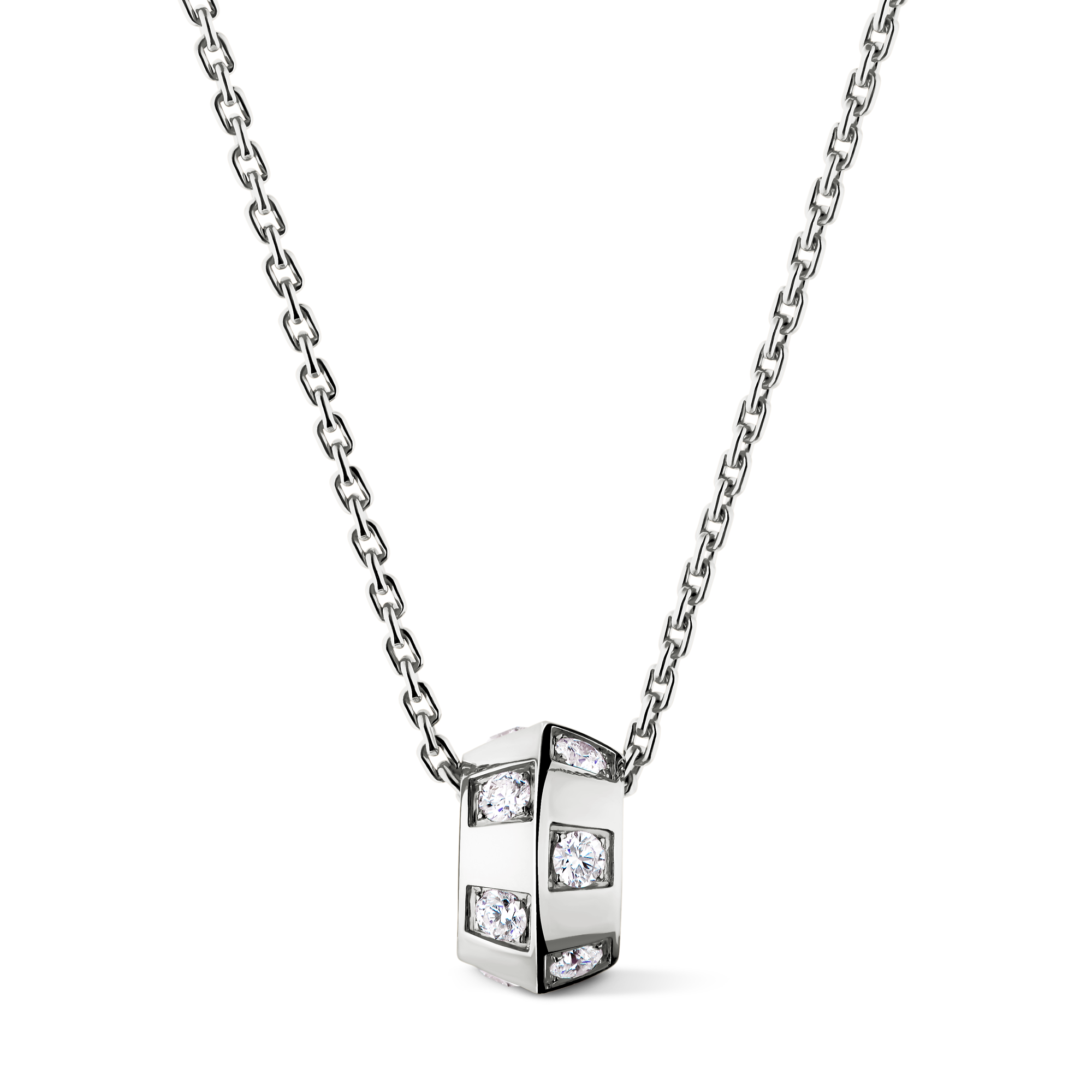 Le Damier de Louis Vuitton Pendant, White Gold and Diamonds