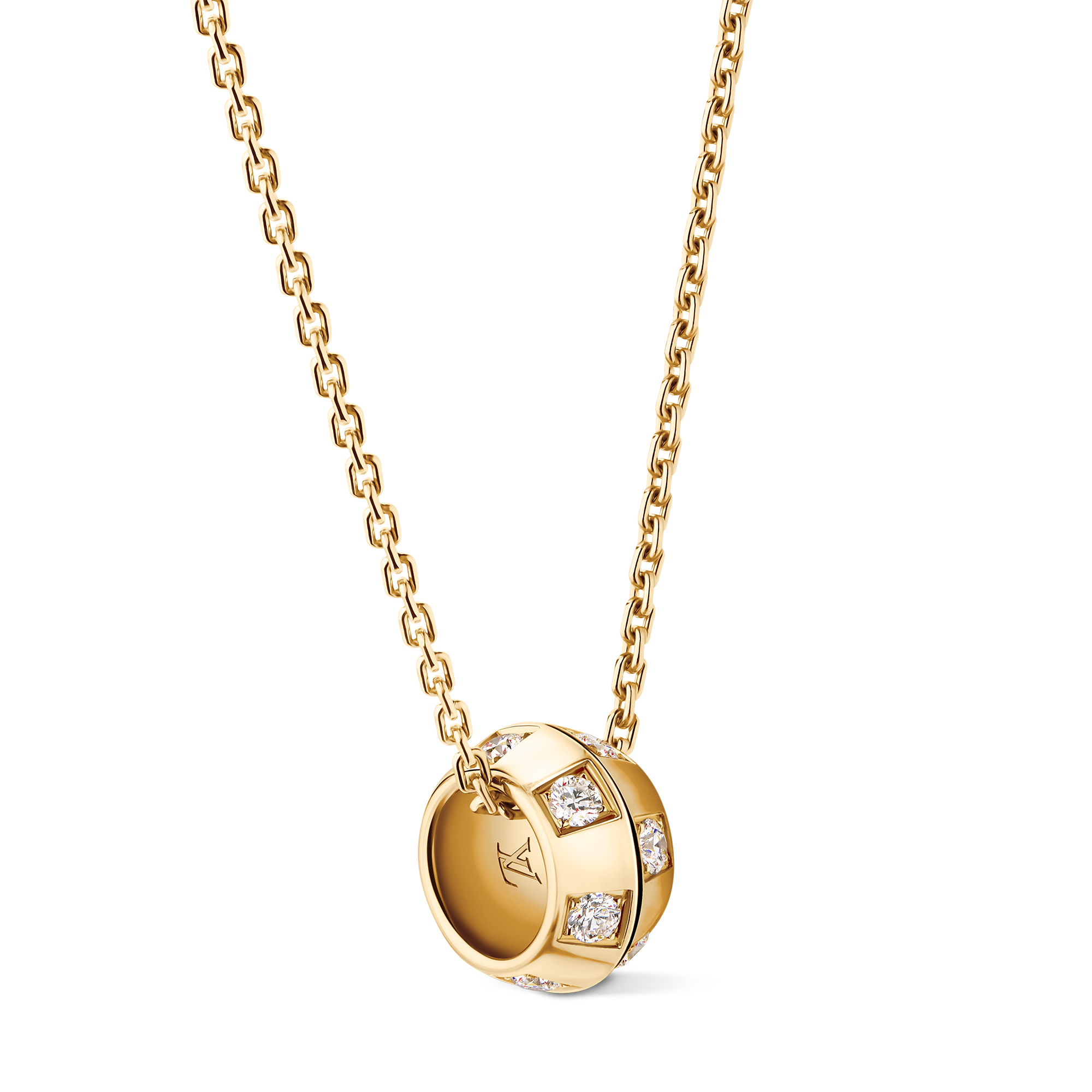 Le Damier de Louis Vuitton Pendant, Yellow Gold and Diamonds