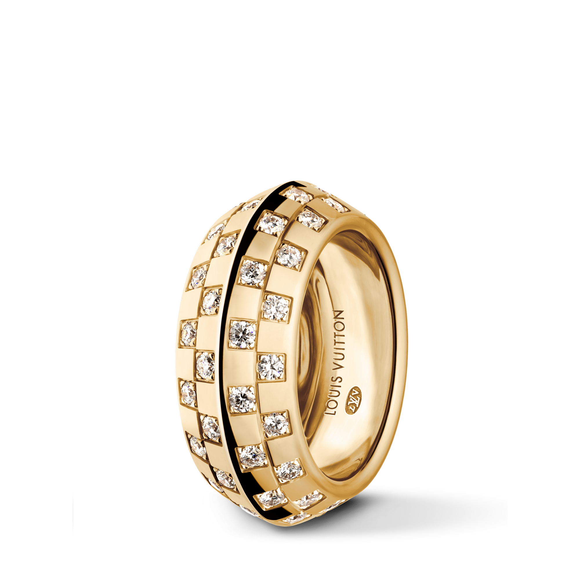  Categories Rings Le Damier de Louis Vuitton Ring, Yellow Gold and Diamonds | Louis Vuitton ® (Product zoom)