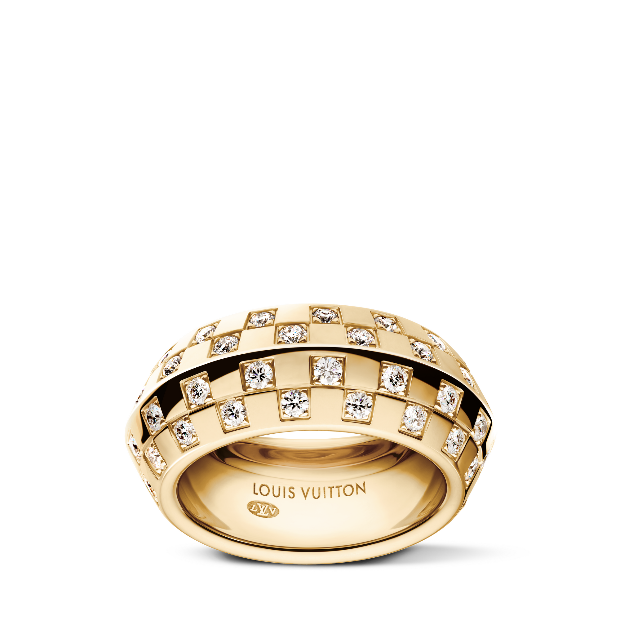  Categories Rings Le Damier de Louis Vuitton Ring, Yellow Gold and Diamonds | Louis Vuitton ® (Product zoom)