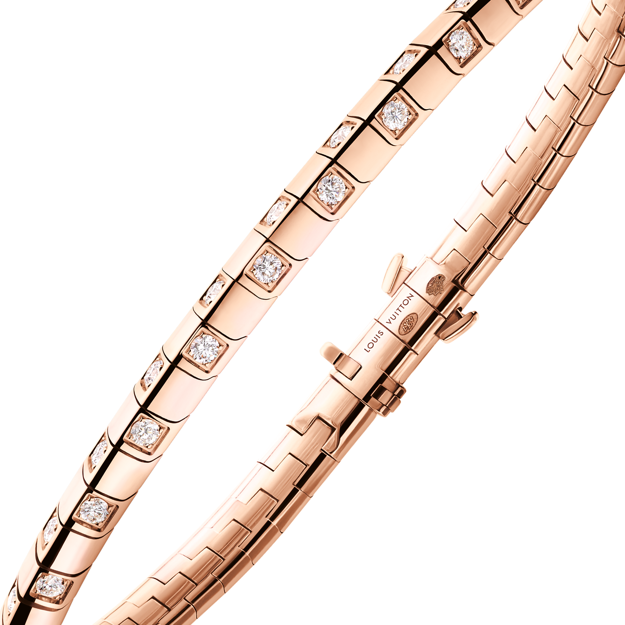 Le Damier de Louis Vuitton Small Bracelet, Rose Gold and Diamonds