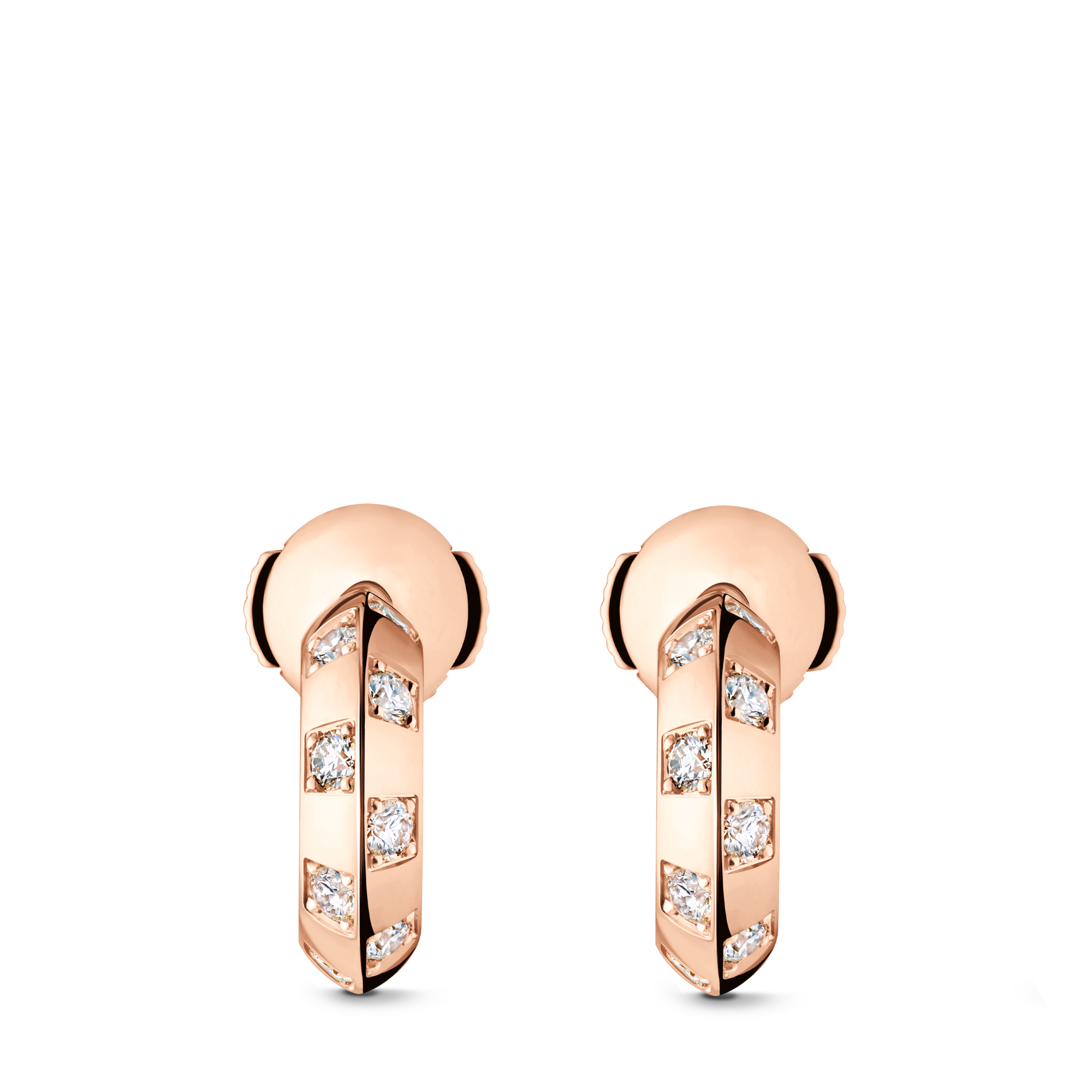  Categories Earrings Le Damier de Louis Vuitton Small Hoops, Rose Gold and Diamonds | Louis Vuitton ® (Product zoom)