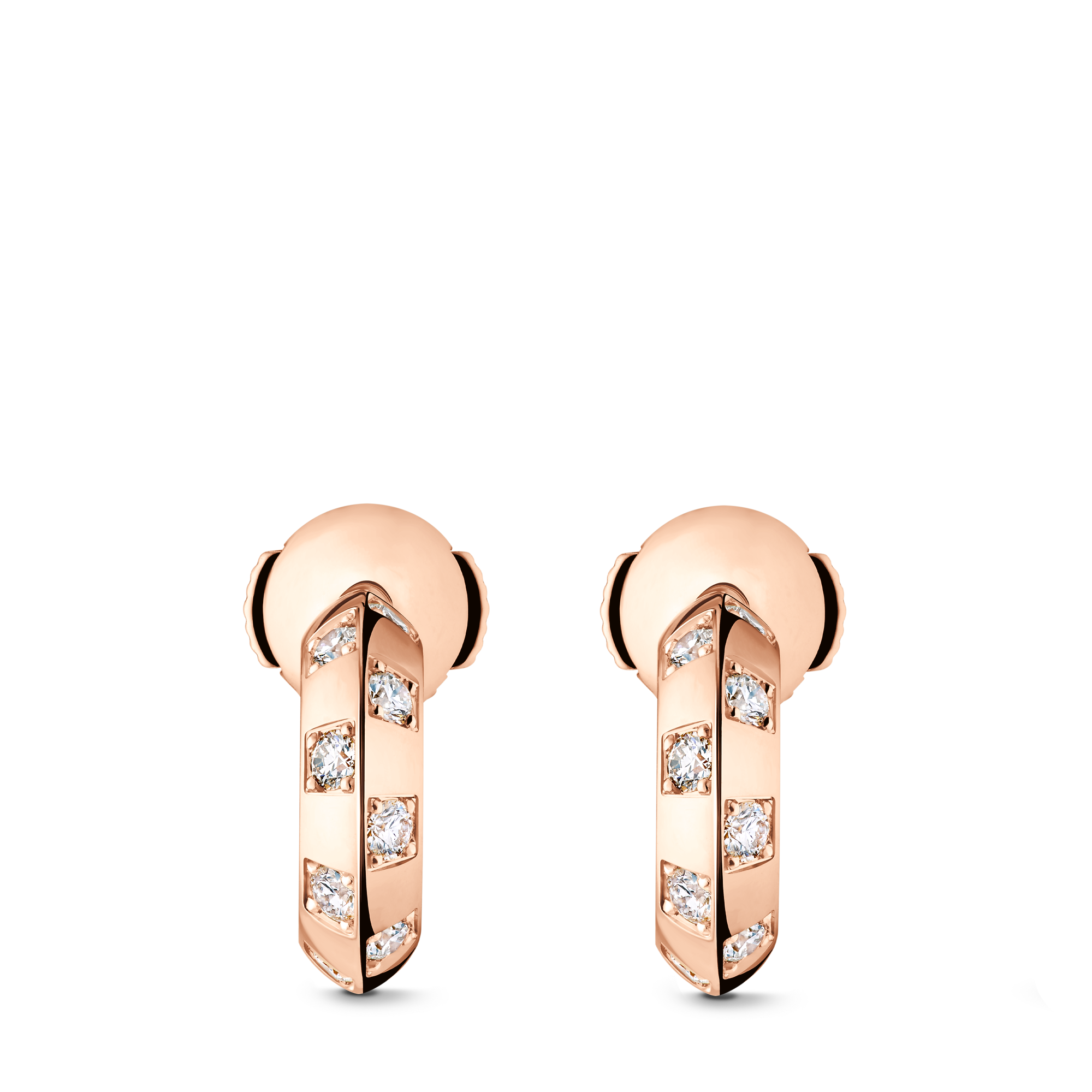 Le Damier de Louis Vuitton Small Hoops, Rose Gold and Diamonds