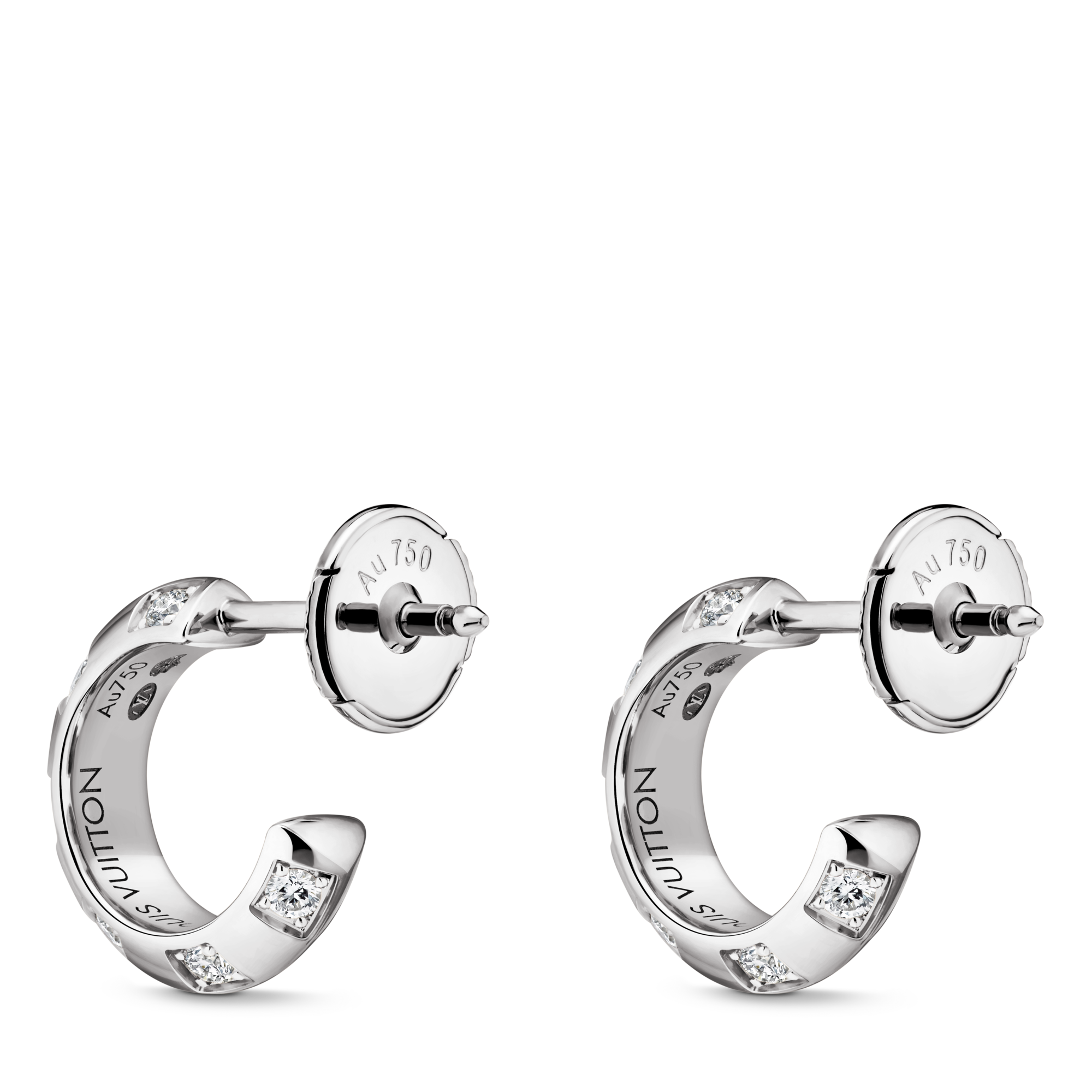  Categories Earrings Le Damier de Louis Vuitton Small Hoops, White Gold and Diamonds | Louis Vuitton ® (Product zoom)