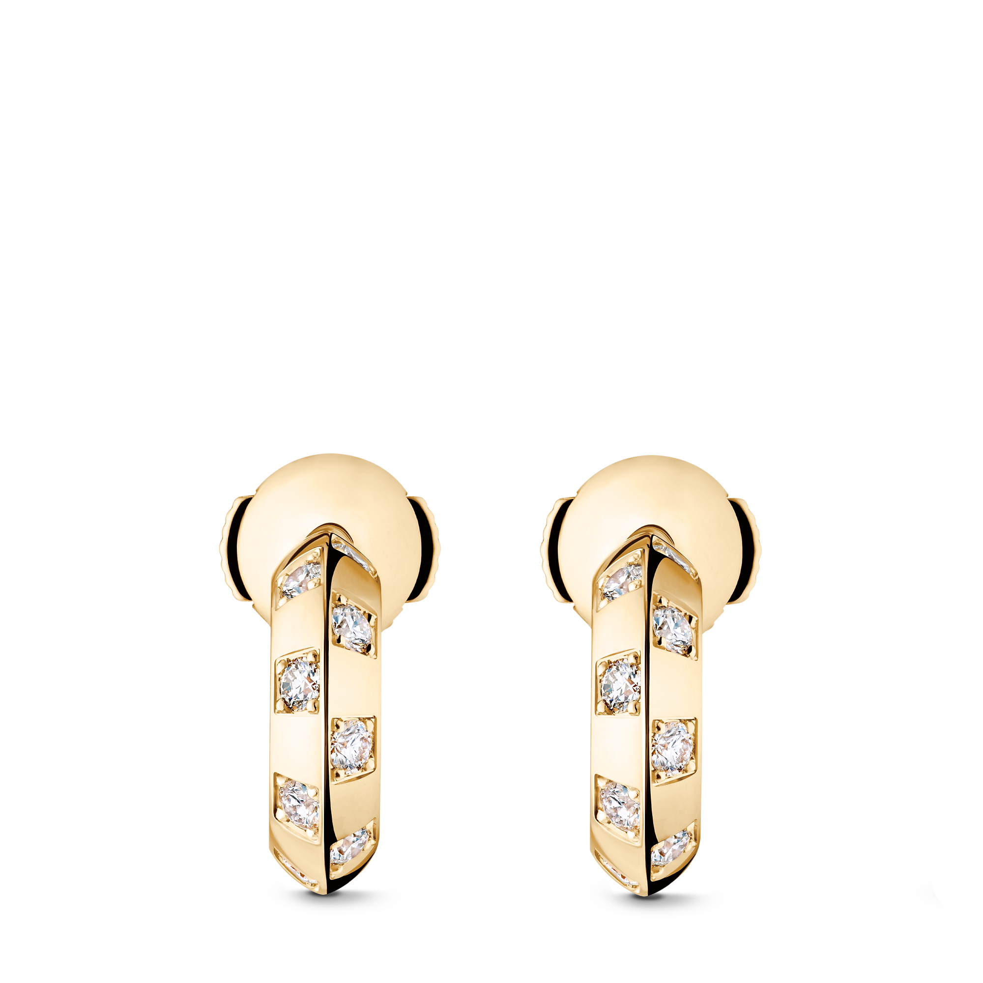 Le Damier de Louis Vuitton Small Hoops, Yellow Gold and Diamonds