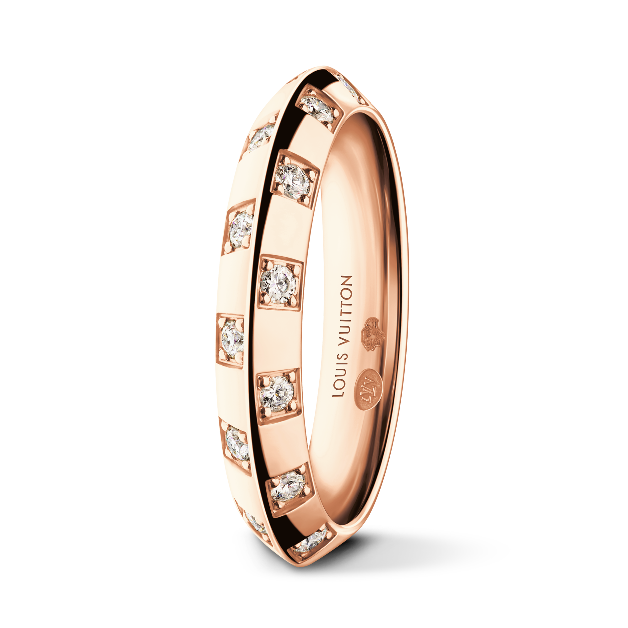  Jewelry Rings Le Damier de Louis Vuitton Small Ring, Rose Gold and Diamonds | Louis Vuitton ® (Product zoom)