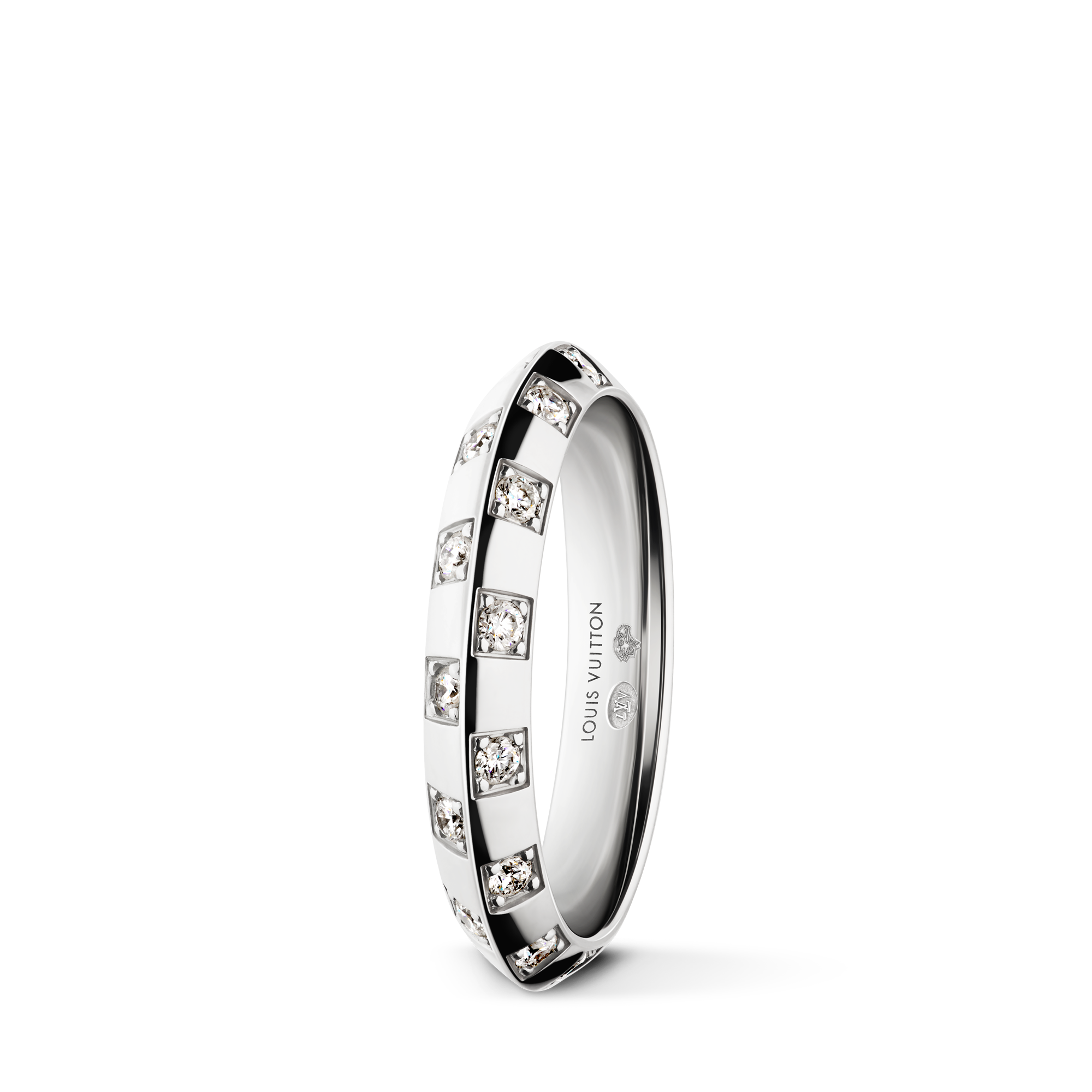  Jewelry Rings Le Damier de Louis Vuitton Small Ring, White Gold and Diamonds | Louis Vuitton ® (Product zoom)