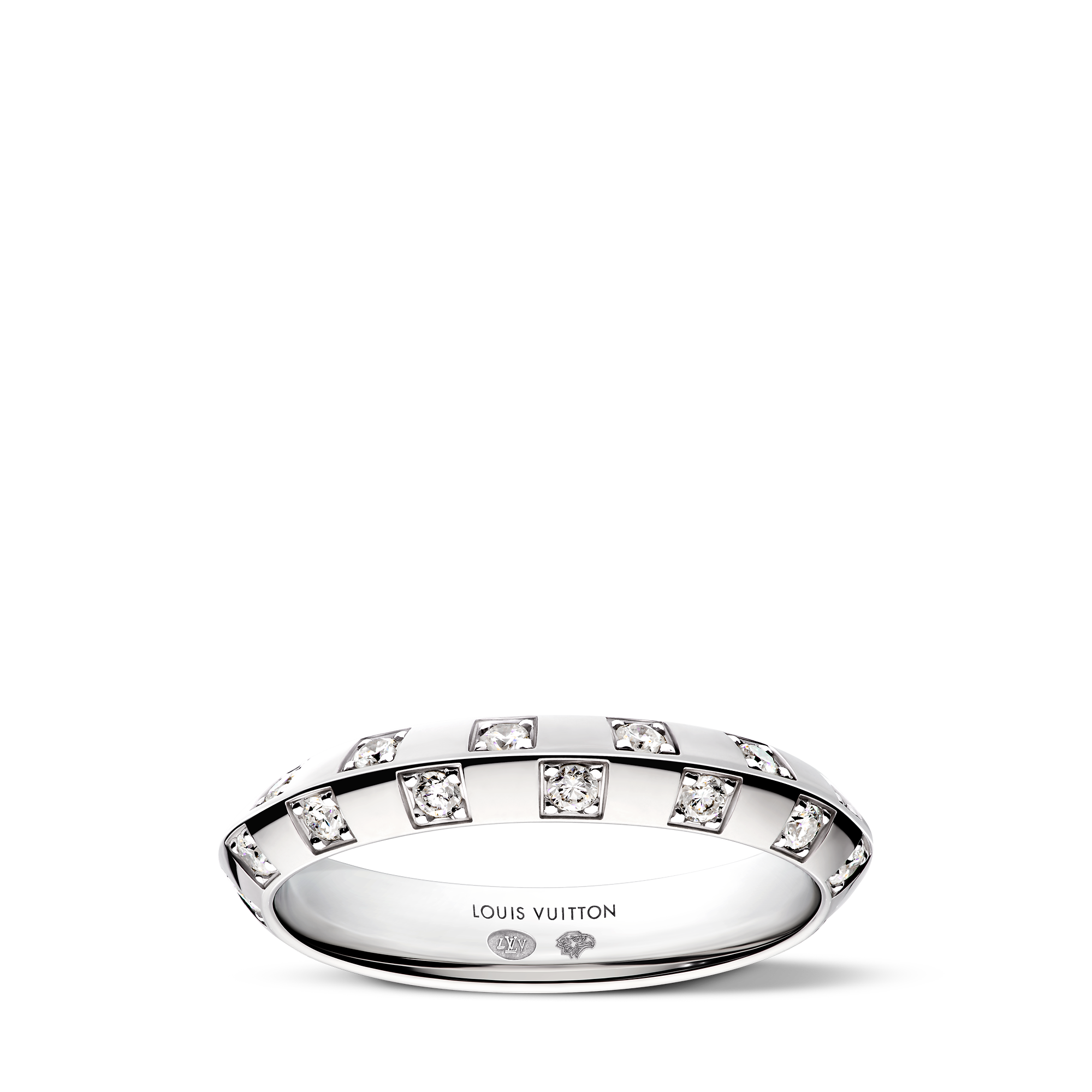 Le Damier de Louis Vuitton Small Ring, White Gold and Diamonds