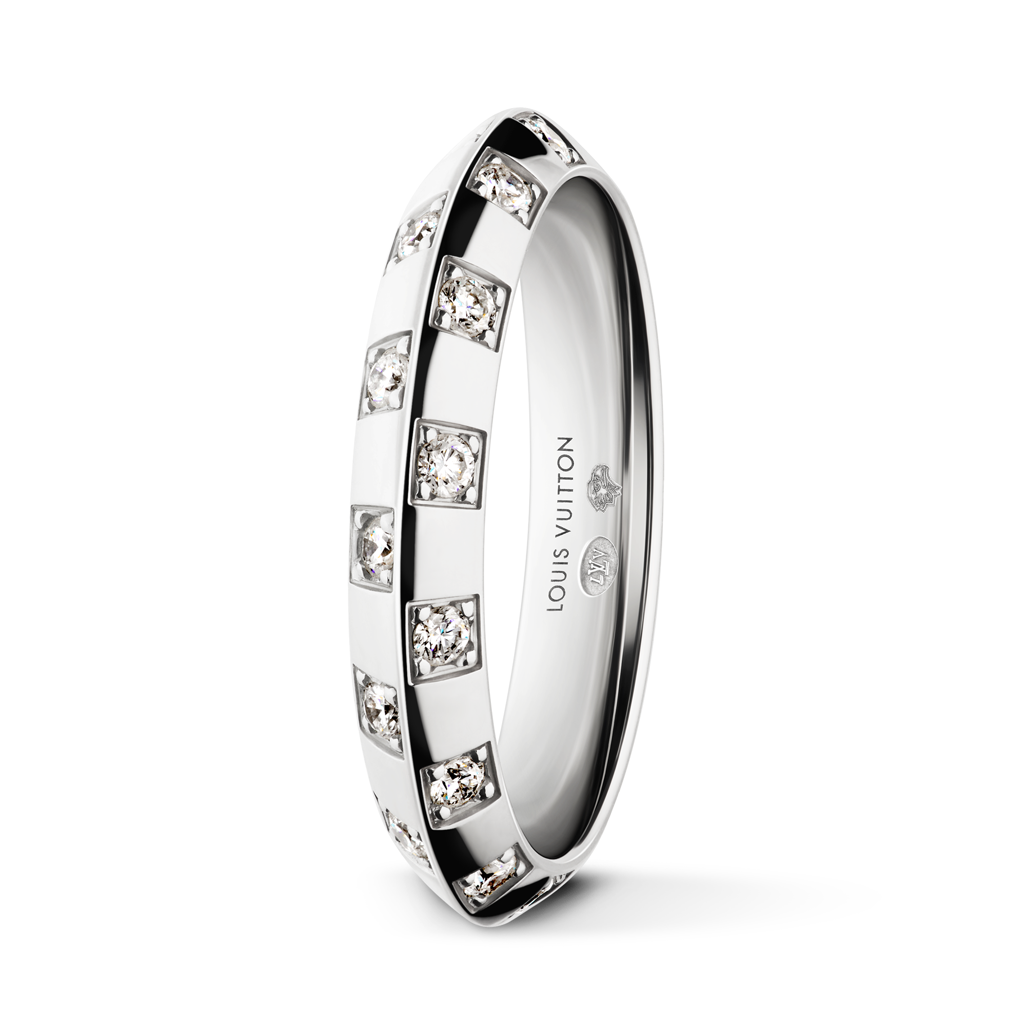  Jewelry Rings Le Damier de Louis Vuitton Small Ring, White Gold and Diamonds | Louis Vuitton ® (Product zoom)