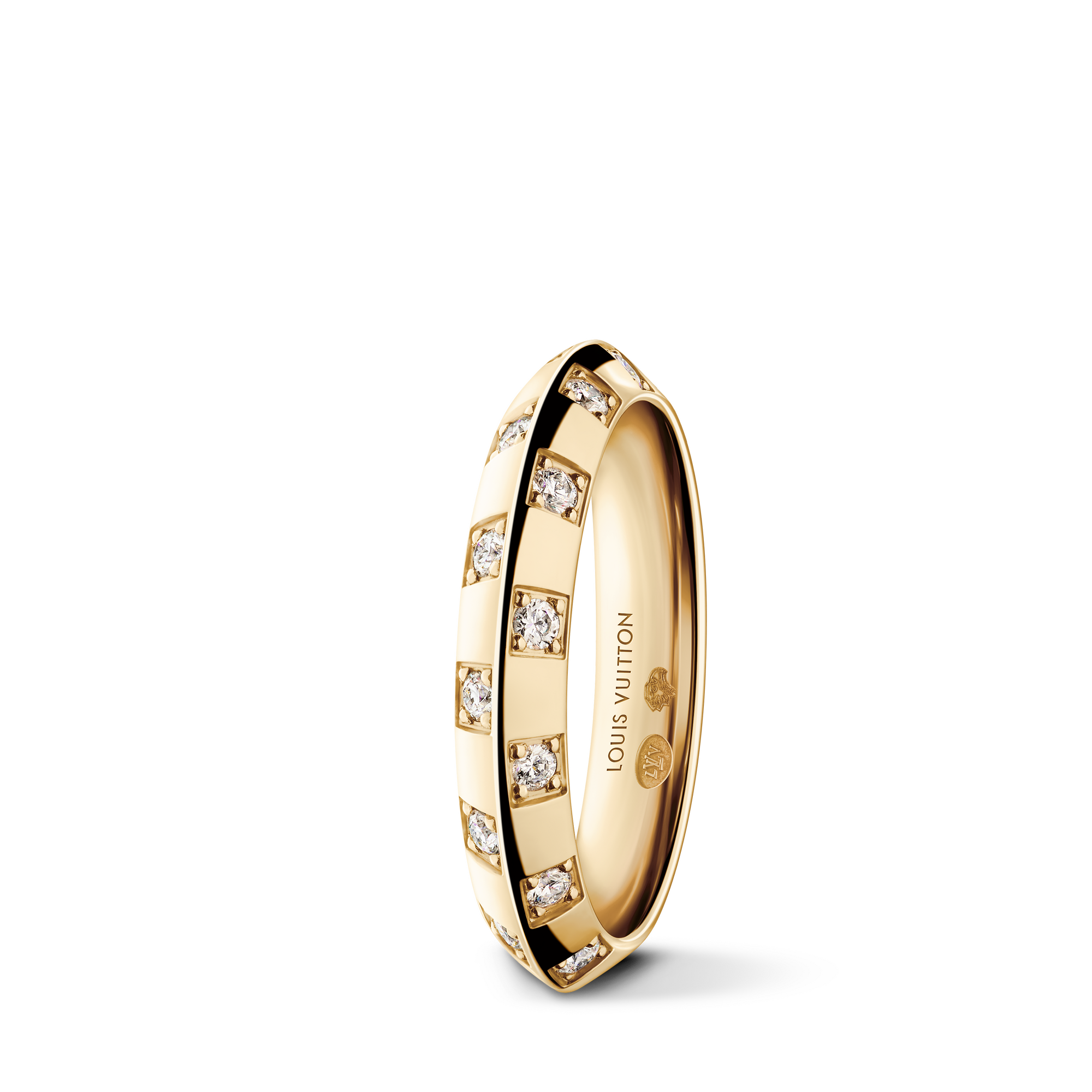  Categories Rings Le Damier de Louis Vuitton Small Ring, Yellow Gold and Diamonds | Louis Vuitton ® (Product zoom)