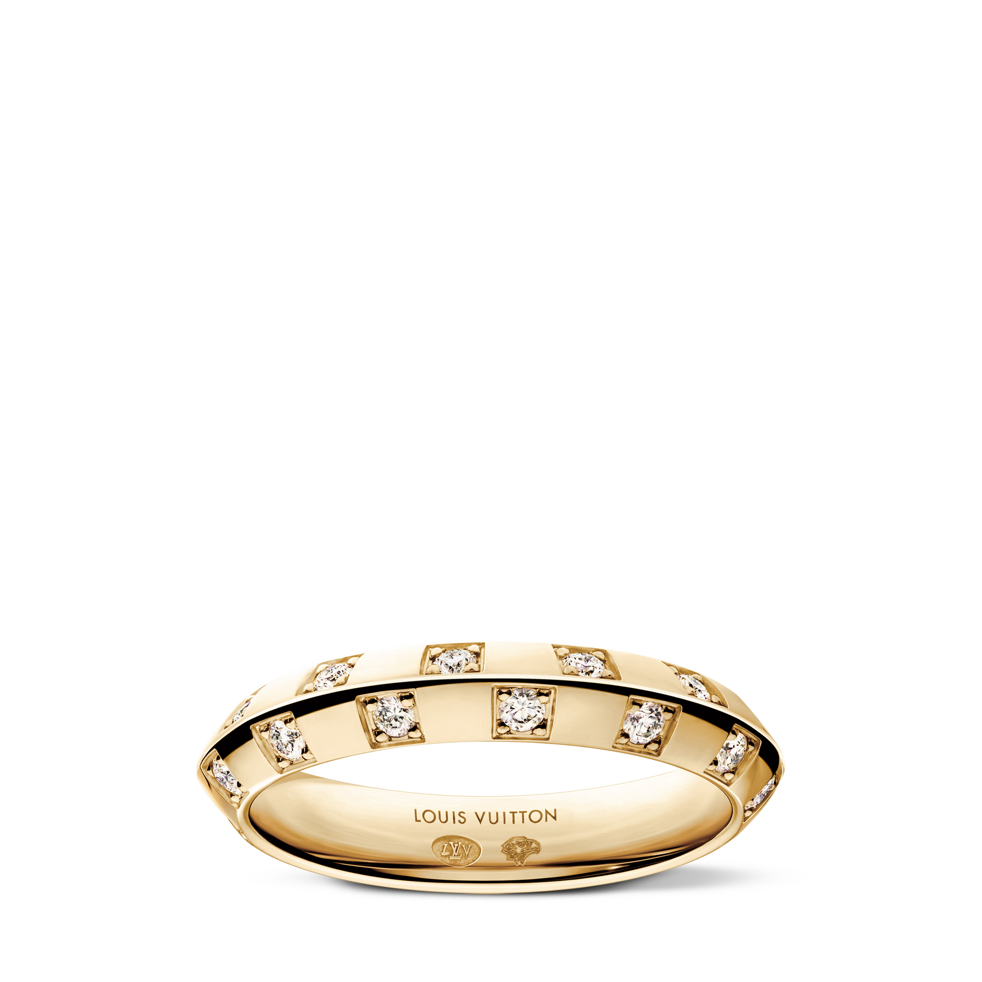  Categories Rings Le Damier de Louis Vuitton Small Ring, Yellow Gold and Diamonds | Louis Vuitton ® (Product zoom)
