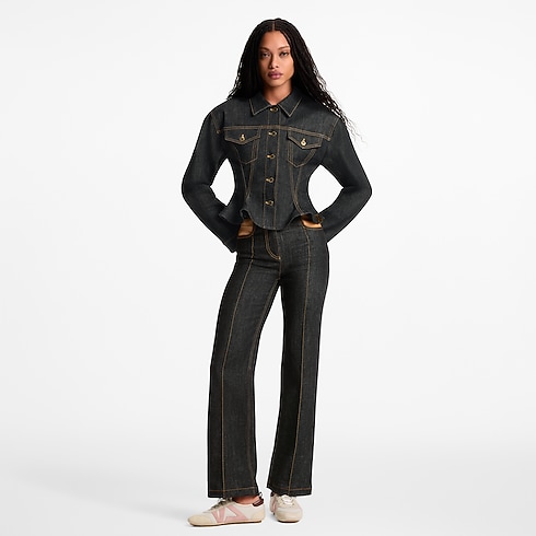 Ready-to-Wear Pants Leather Accent Jeans | Louis Vuitton ® (Product zoom)