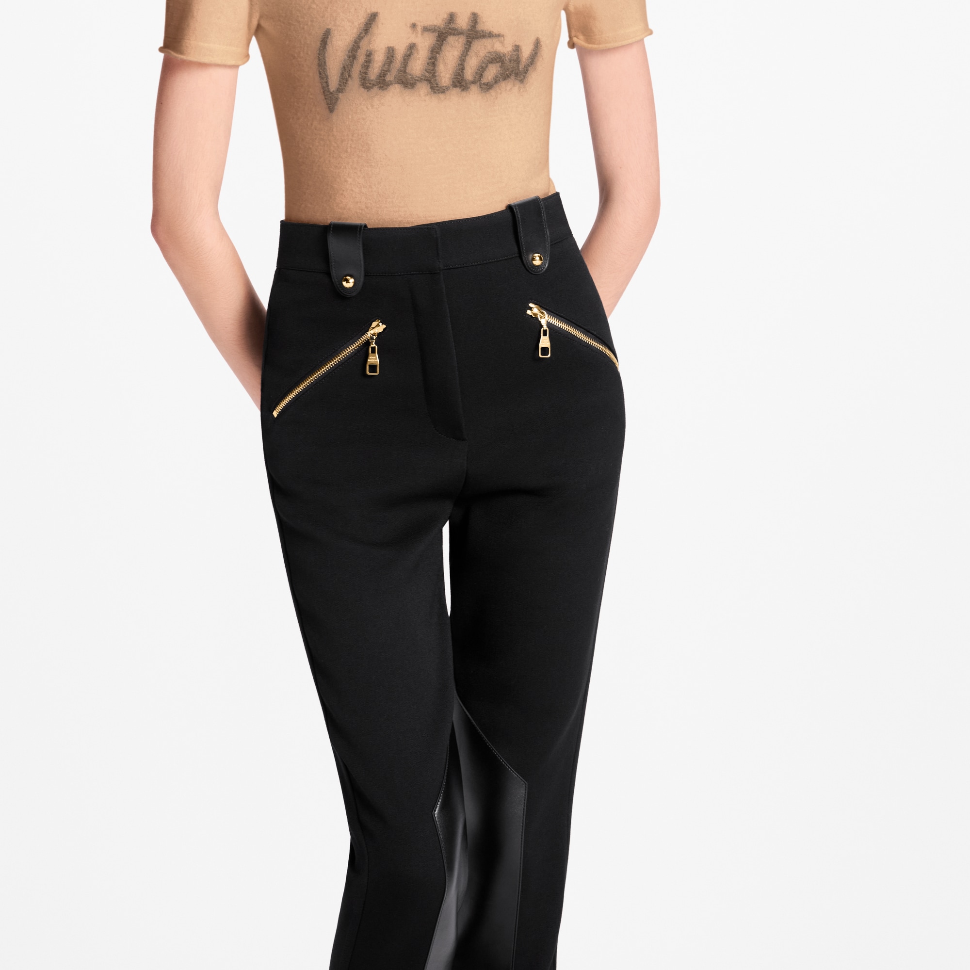 Ready-to-Wear Pants Leather Accent Riding Pants | Louis Vuitton ® (Product zoom)