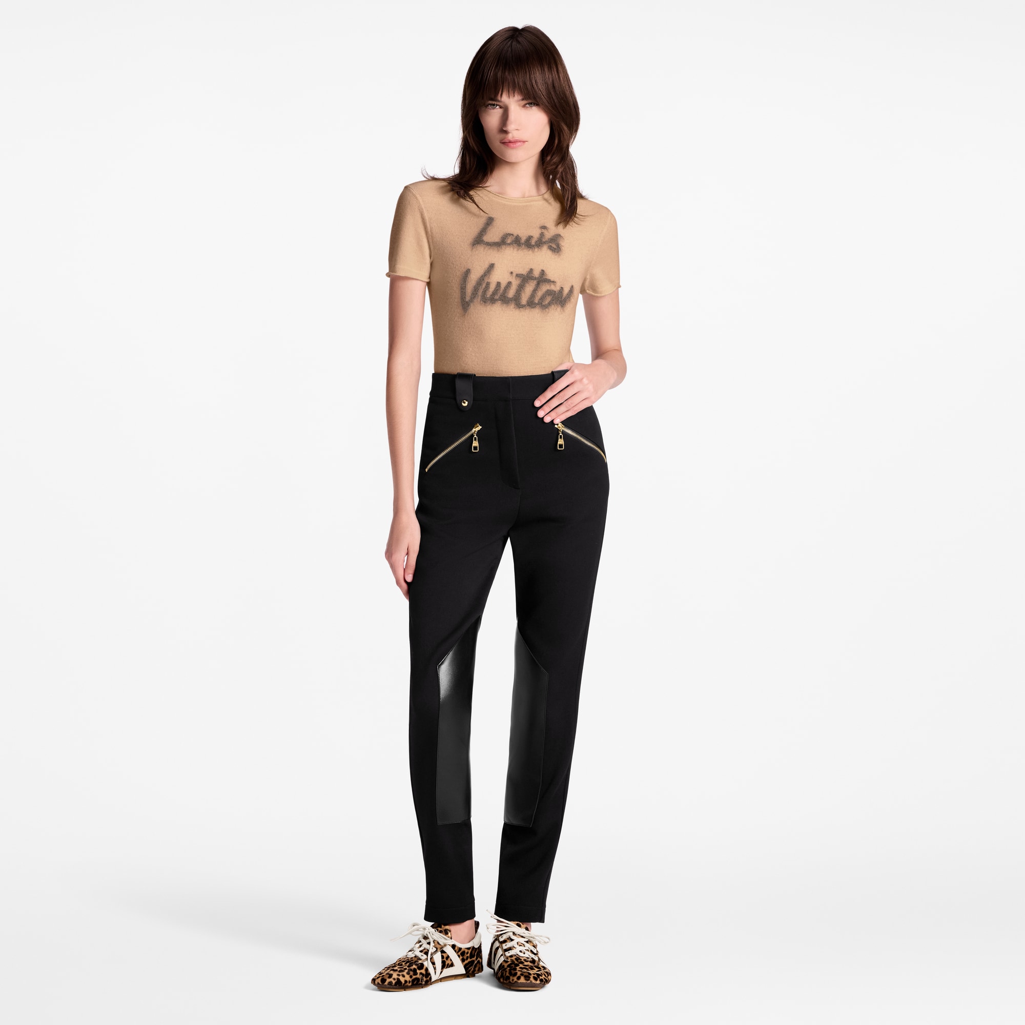  Ready-to-Wear Pants Leather Accent Riding Pants | Louis Vuitton ® (Product zoom)