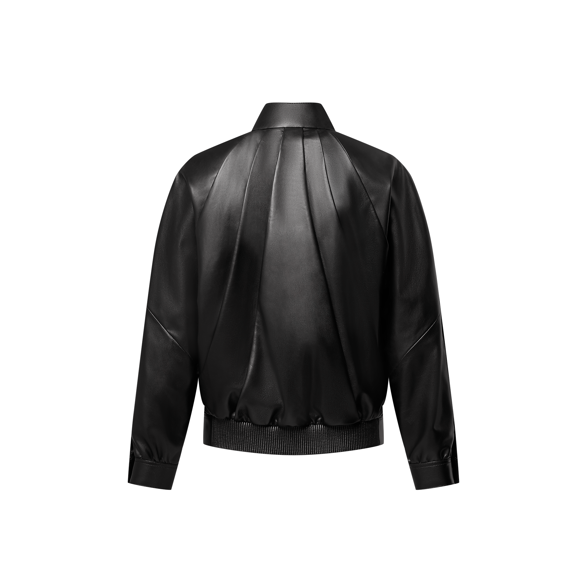Leather Bomber With Pleats