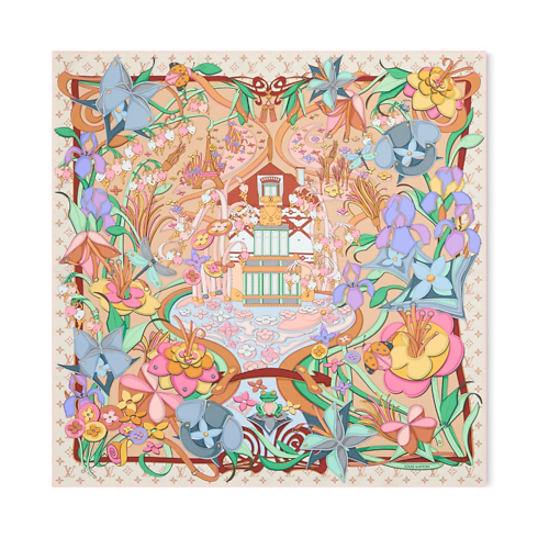 S00 Accessories Silk Squares and Bandeaus Leather Flowers Square 90 | Louis Vuitton ® (Product zoom)