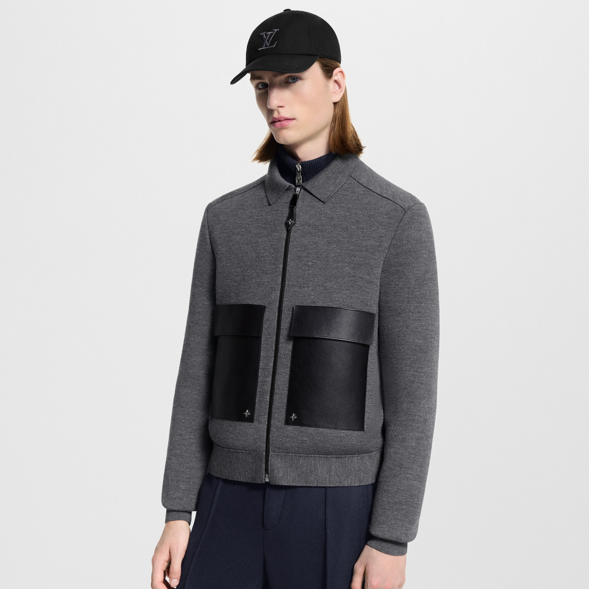  Ready-to-Wear All Ready-to-Wear Leather Mix Knitted Workwear Blouson | Louis Vuitton ® (Product zoom)