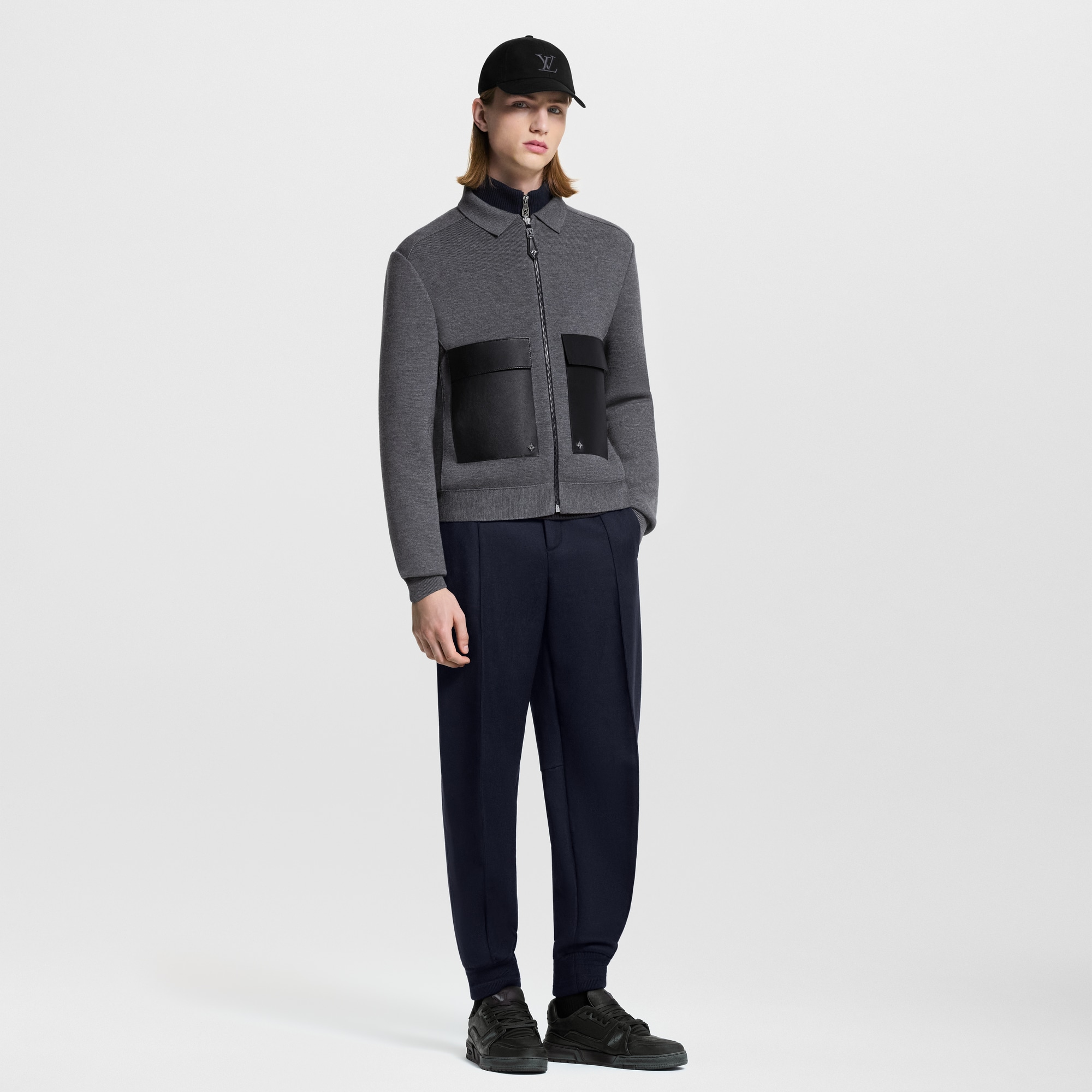  Ready-to-Wear All Ready-to-Wear Leather Mix Knitted Workwear Blouson | Louis Vuitton ® (Product zoom)