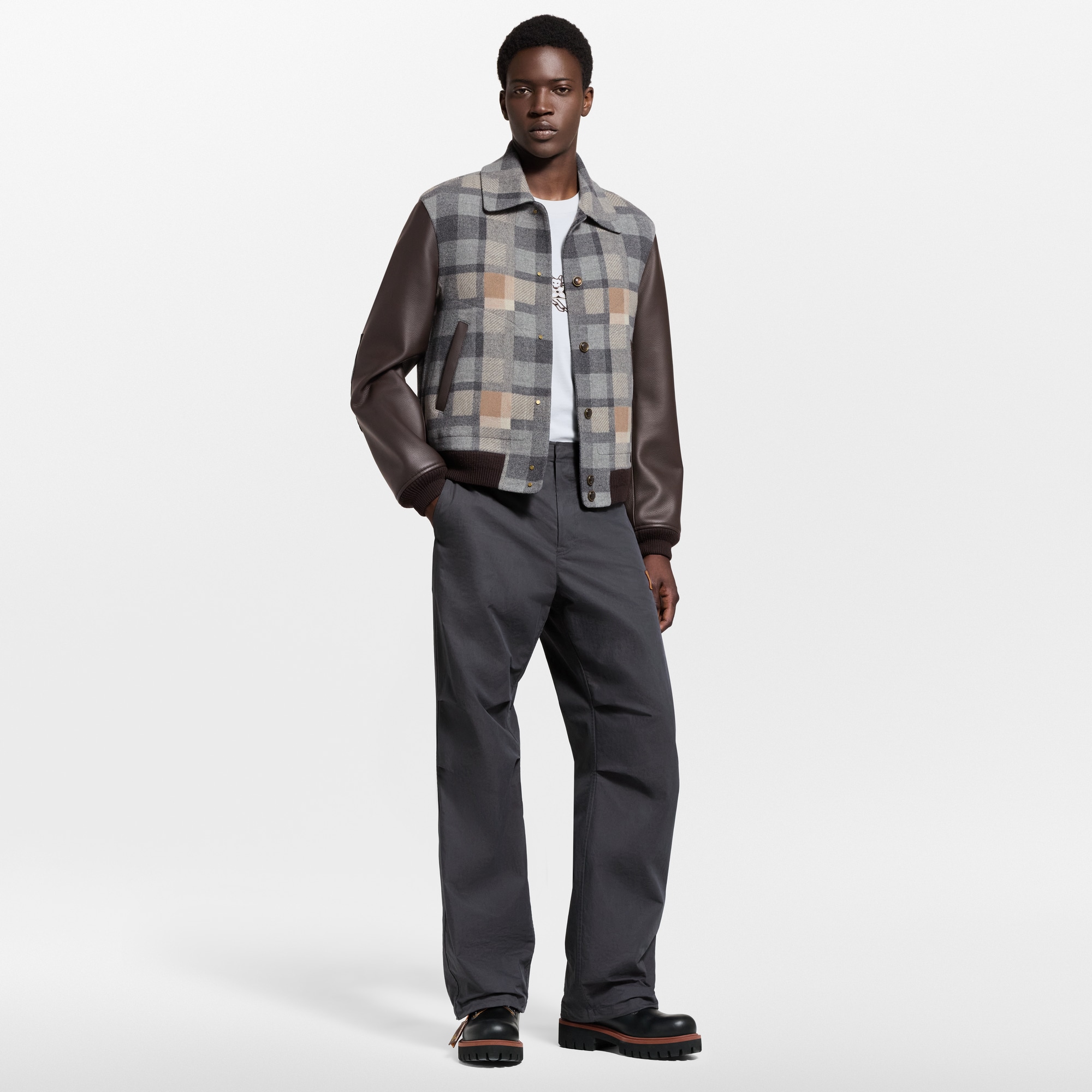  Ready-to-Wear Coats and Outerwear Leather Mix Varsity Jacket | Louis Vuitton ® (Product zoom)