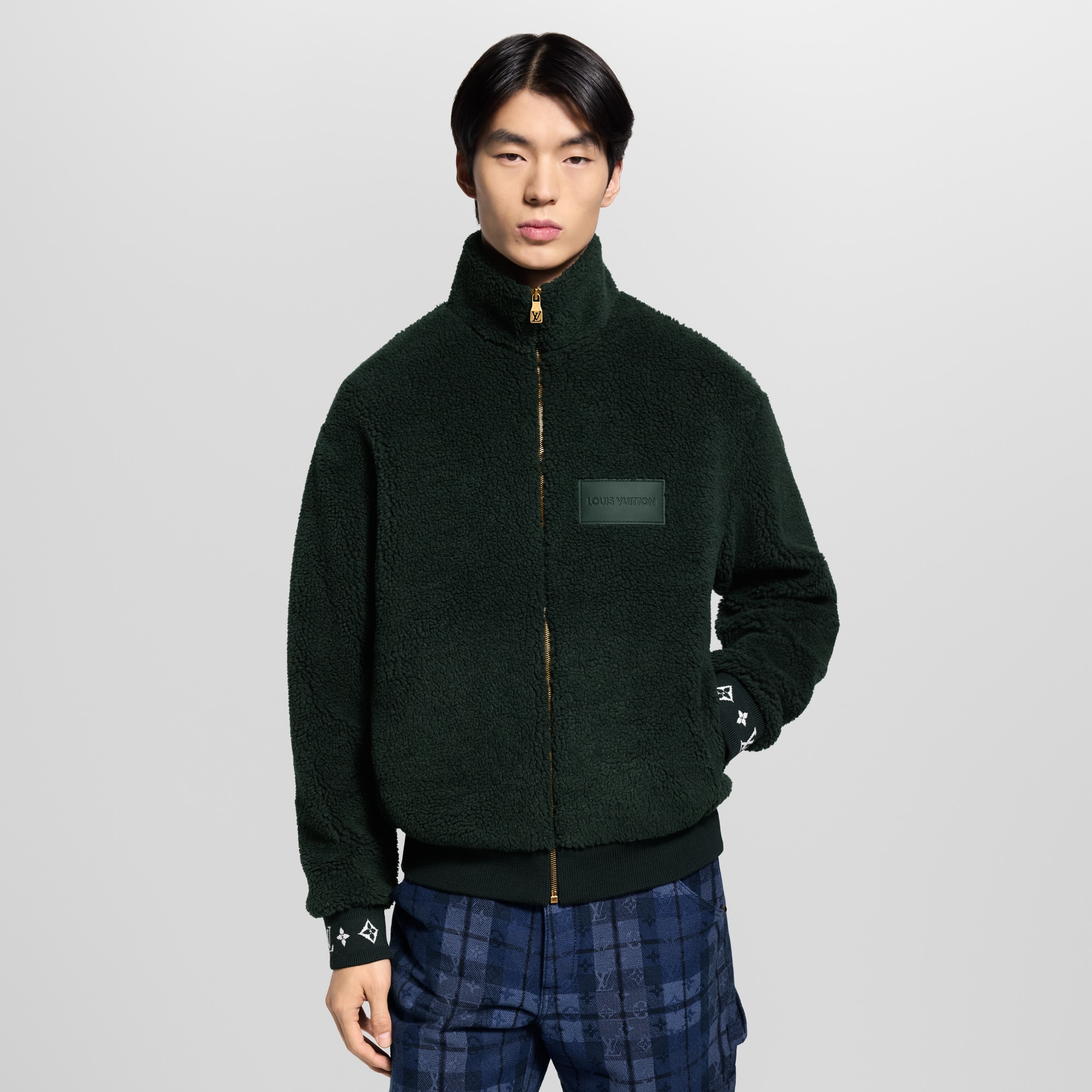  Ready-to-Wear All Ready-to-Wear Leather Patch Fleece Blouson | Louis Vuitton ® (Product zoom)