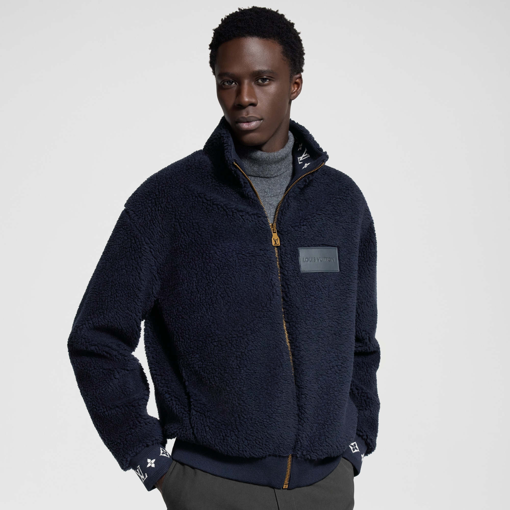  For Men LV Ski Leather Patch Fleece Blouson | Louis Vuitton ® (Product zoom)