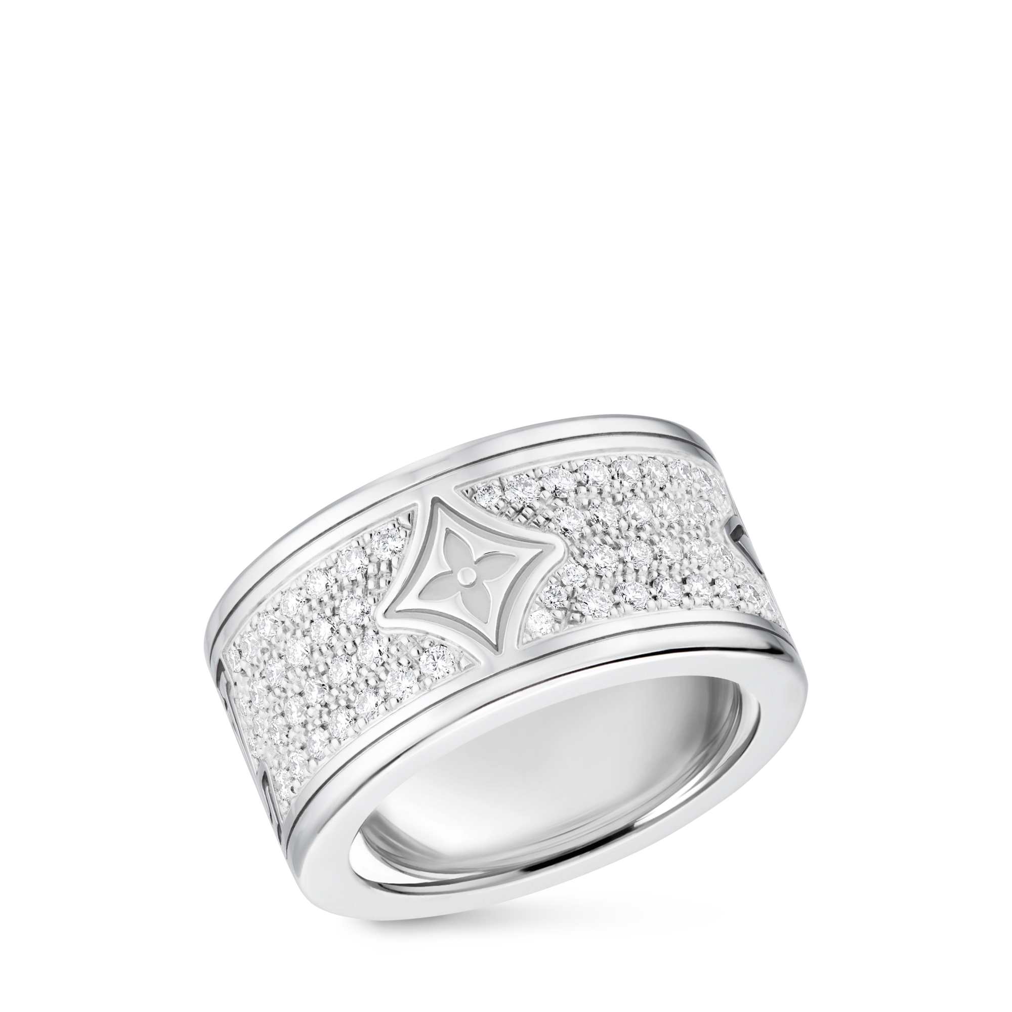  Categories Rings Les Gastons Vuitton Large Ring, White Gold and Diamonds | Louis Vuitton ® (Product zoom)
