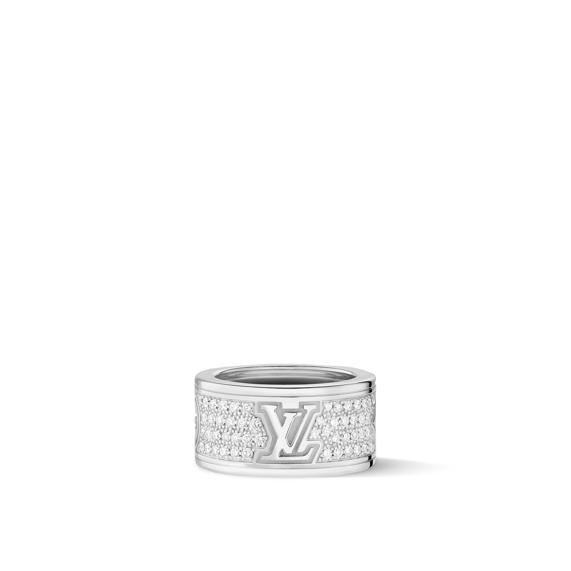  Categories Rings Les Gastons Vuitton Large Ring, White Gold and Diamonds | Louis Vuitton ® (Product zoom)