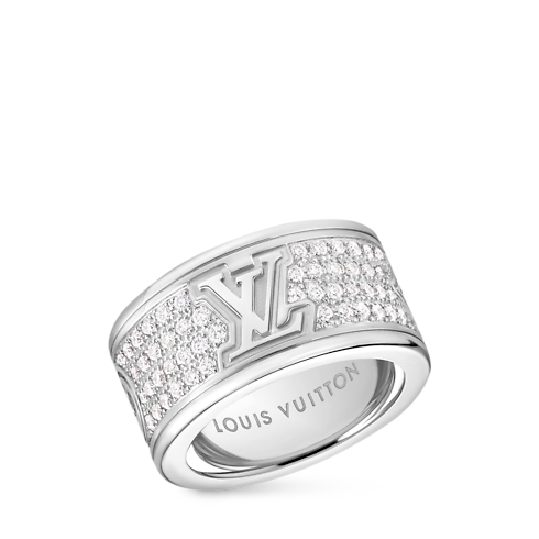 Categories Rings Les Gastons Vuitton Large Ring, White Gold and Diamonds | Louis Vuitton ® (Product zoom)