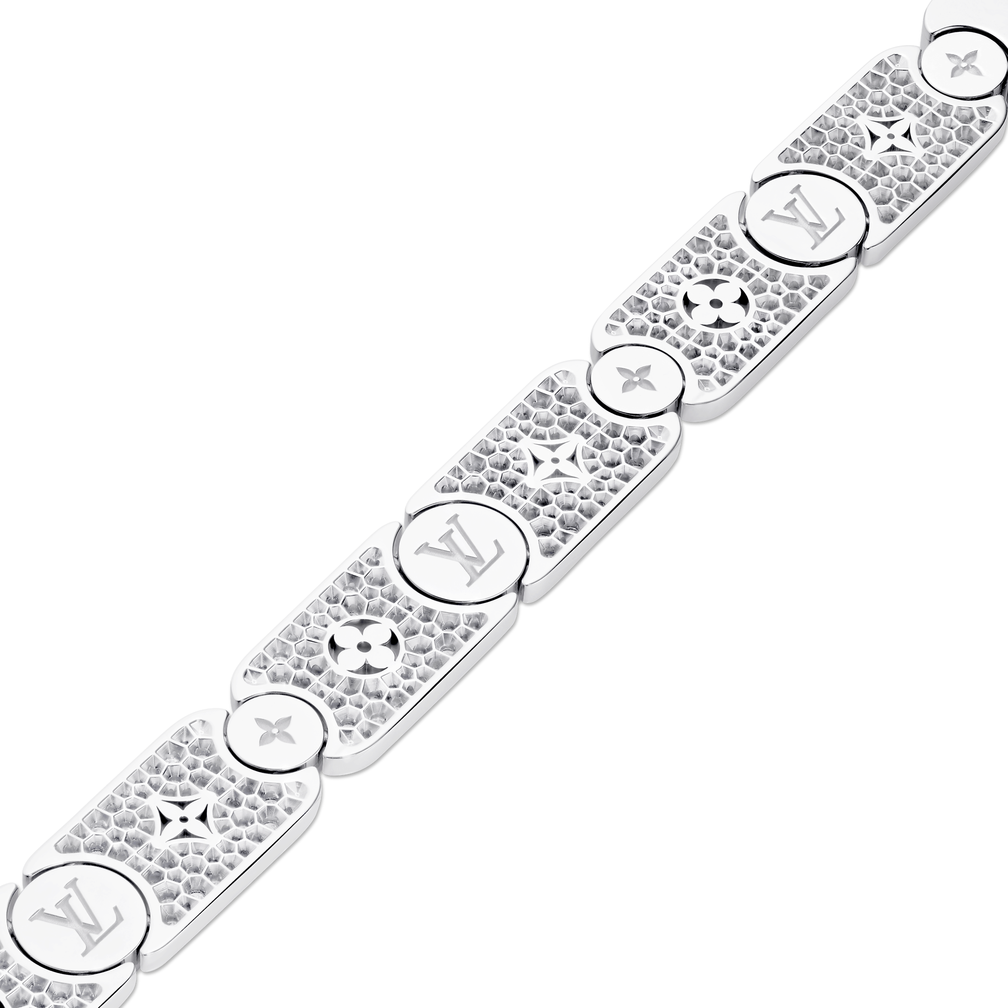 Les Gastons Vuitton Masterpiece Gourmette Bracelet, White Gold and Diamonds