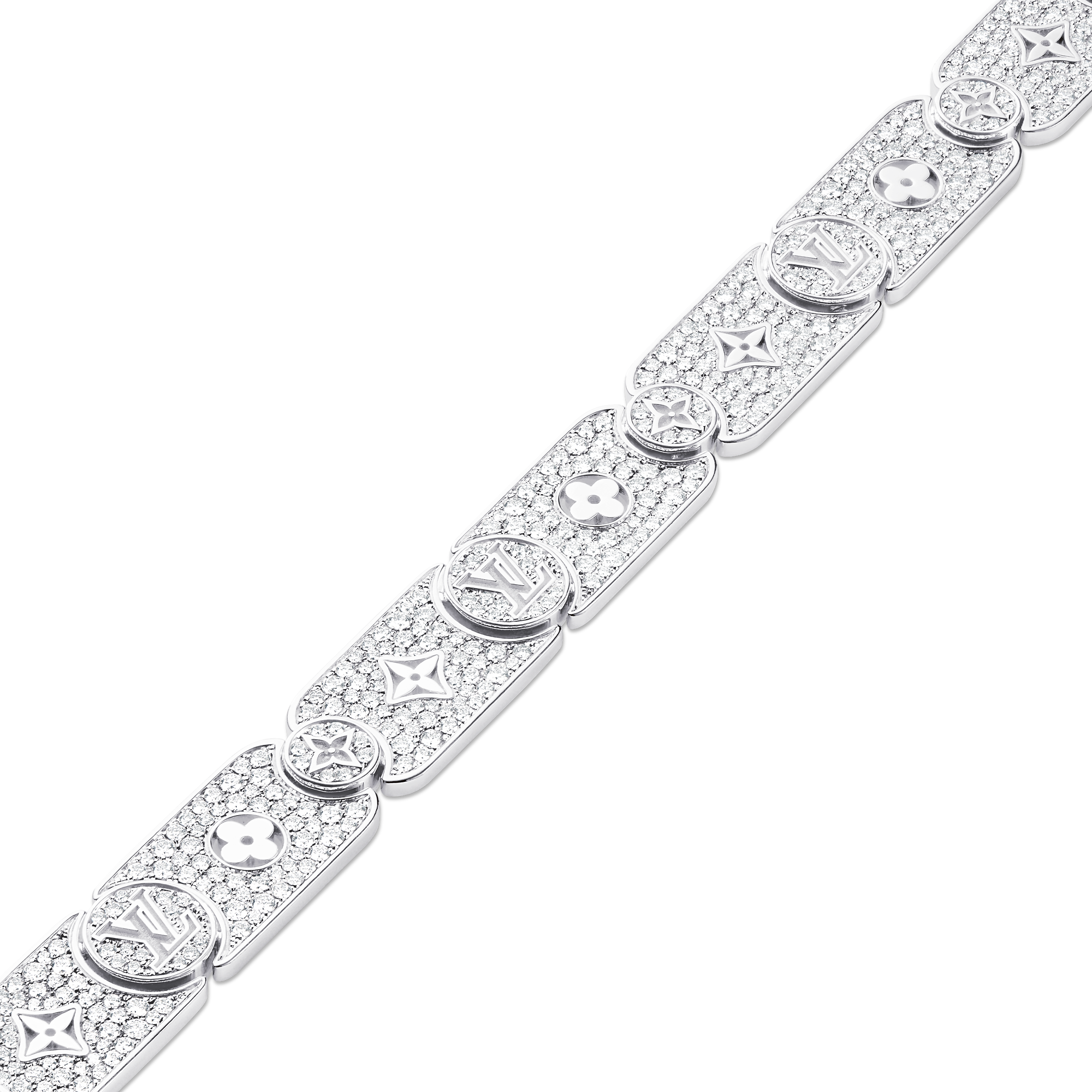 Les Gastons Vuitton Masterpiece Gourmette Bracelet, White Gold and Diamonds