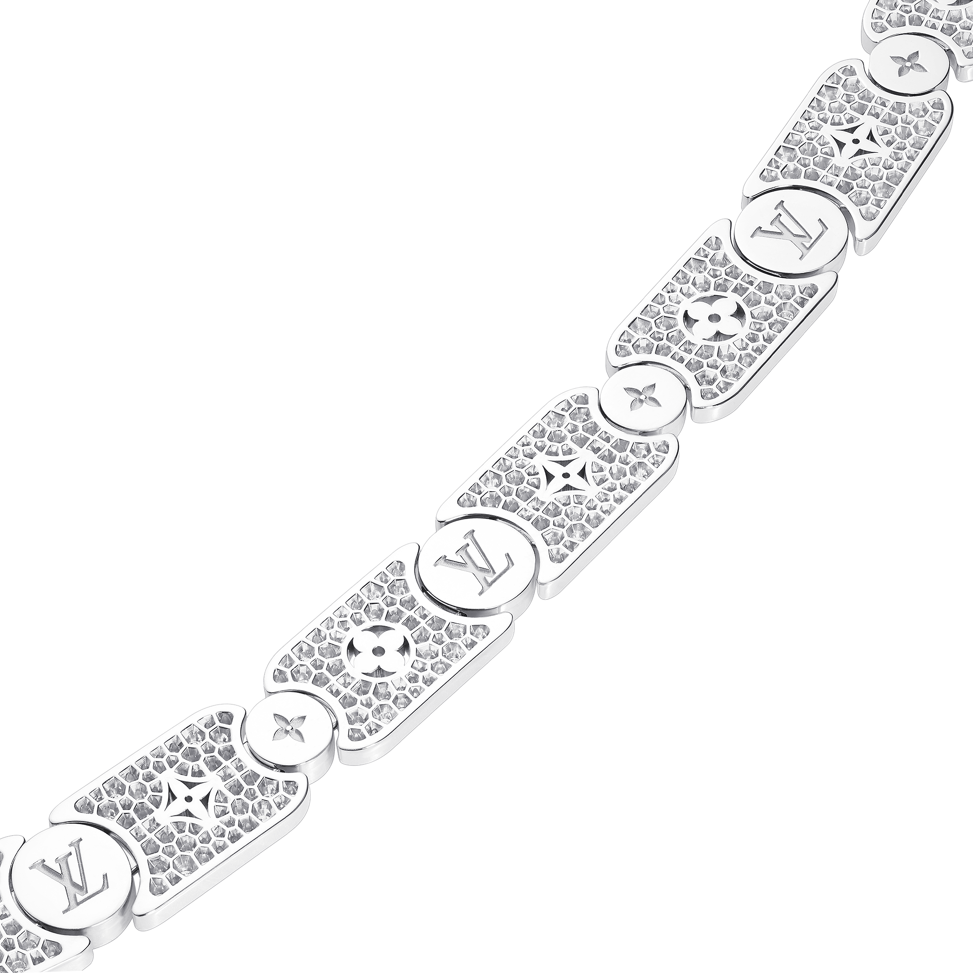 Les Gastons Vuitton Masterpiece Gourmette Necklace, White Gold and Diamonds
